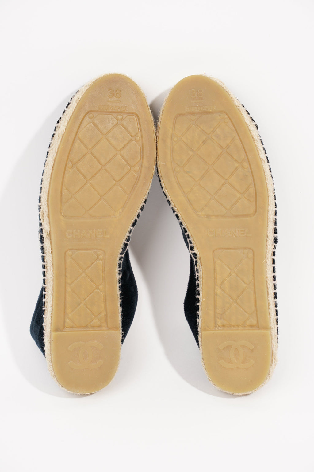 Chanel Womens Espadrilles Navy Velvet EU 38 / UK 5