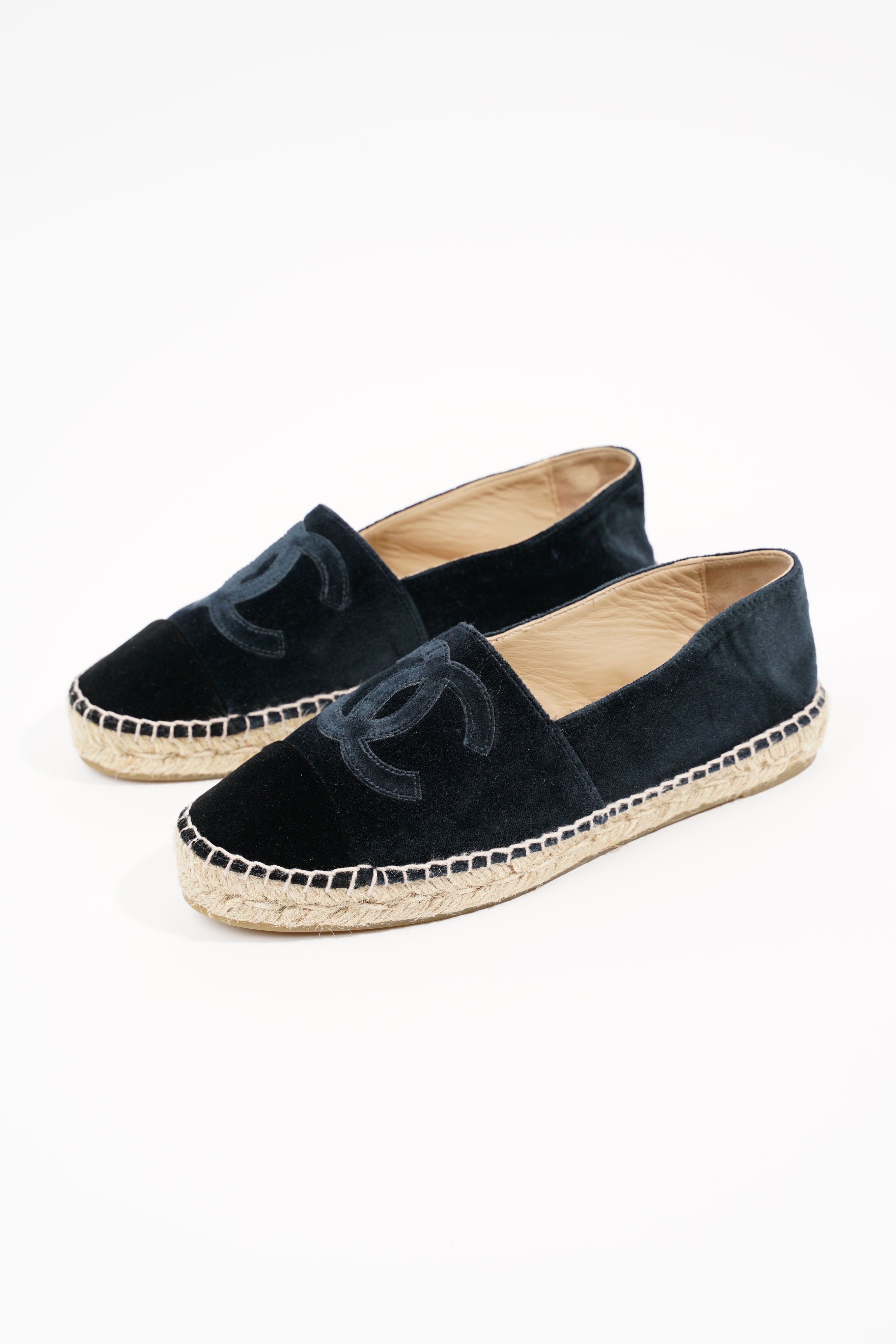 Chanel Womens Espadrilles Navy Velvet EU 38 / UK 5
