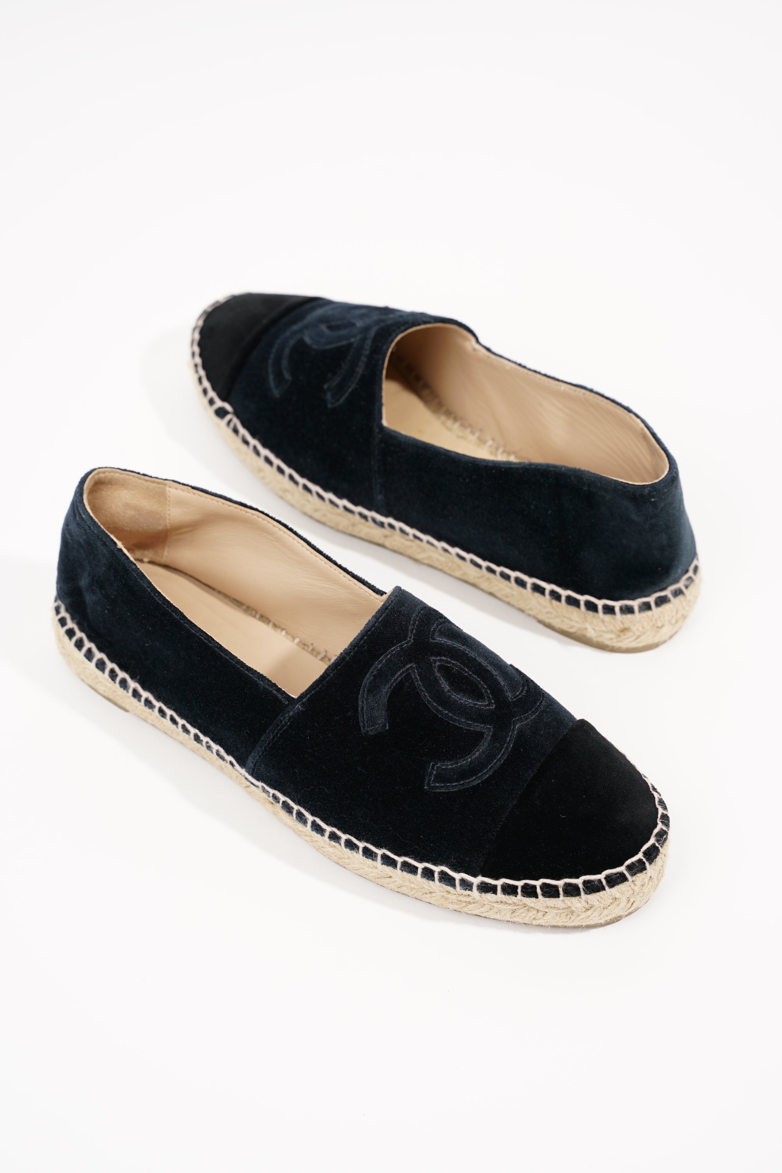 Chanel Womens Espadrilles Navy Velvet EU 38 / UK 5