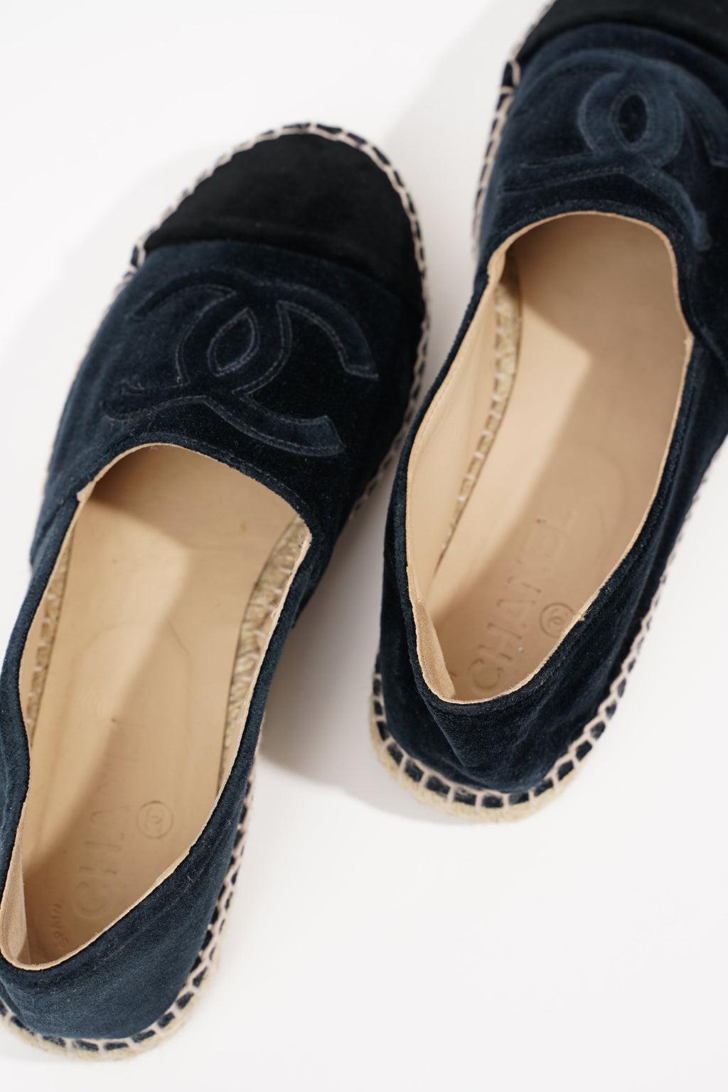 Chanel Womens Espadrilles Navy Velvet EU 38 / UK 5