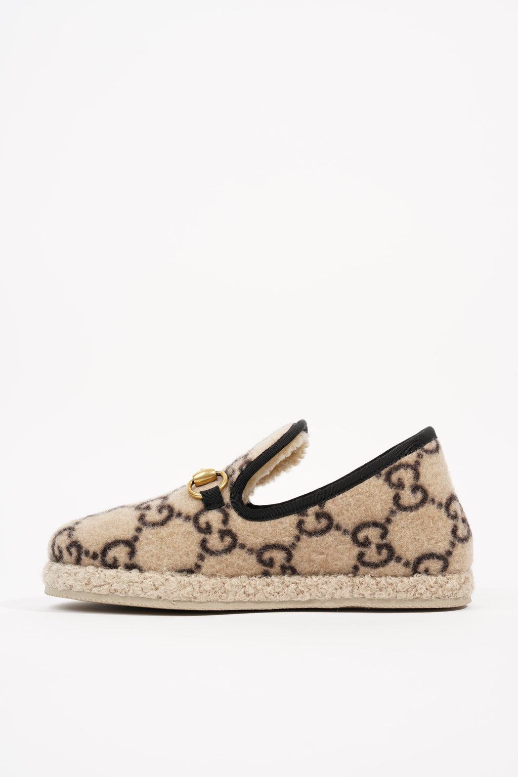 Gucci GG Wool Loafer Beige Black EU 34 / UK 1
