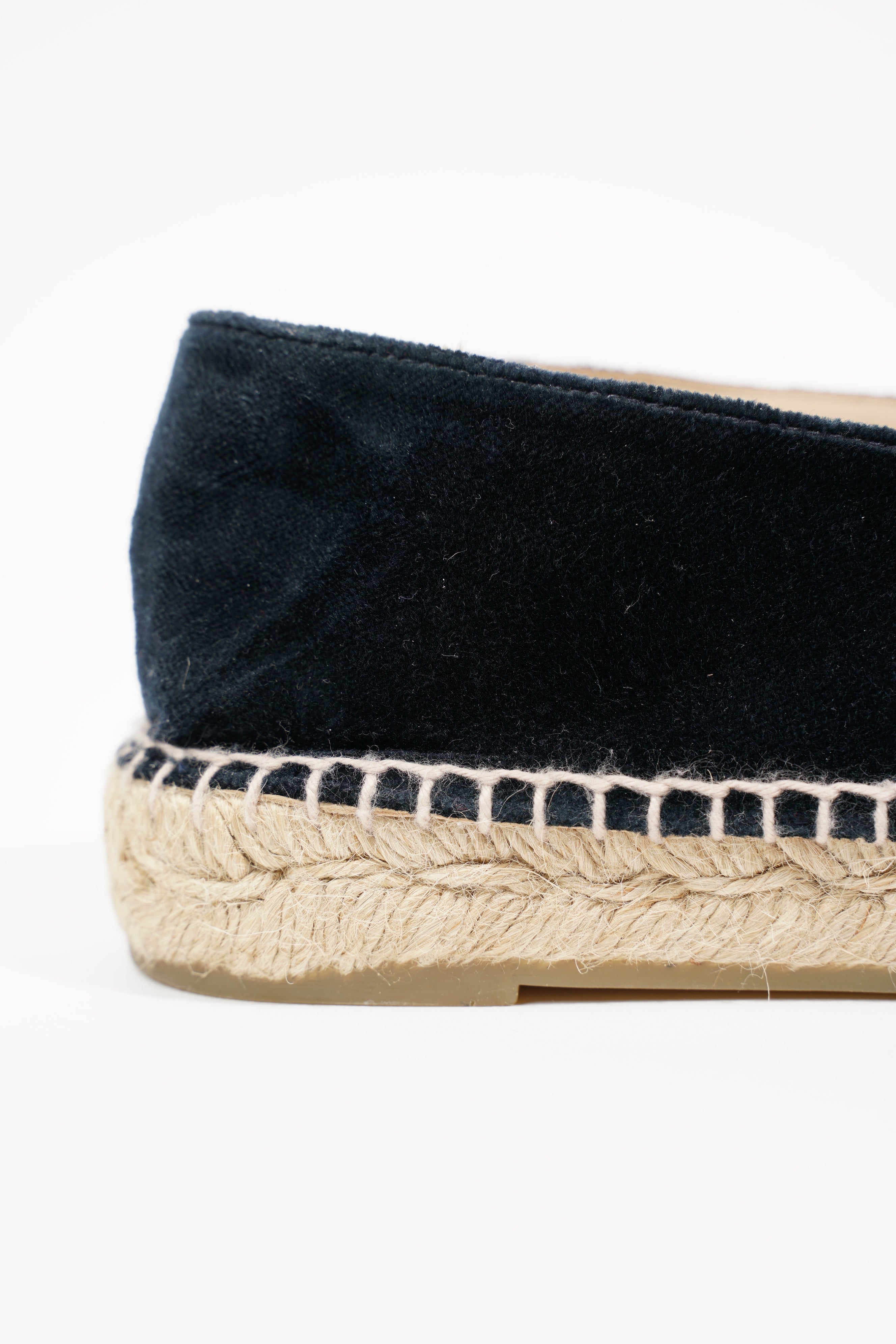 Chanel Womens Espadrilles Navy Velvet EU 38 / UK 5