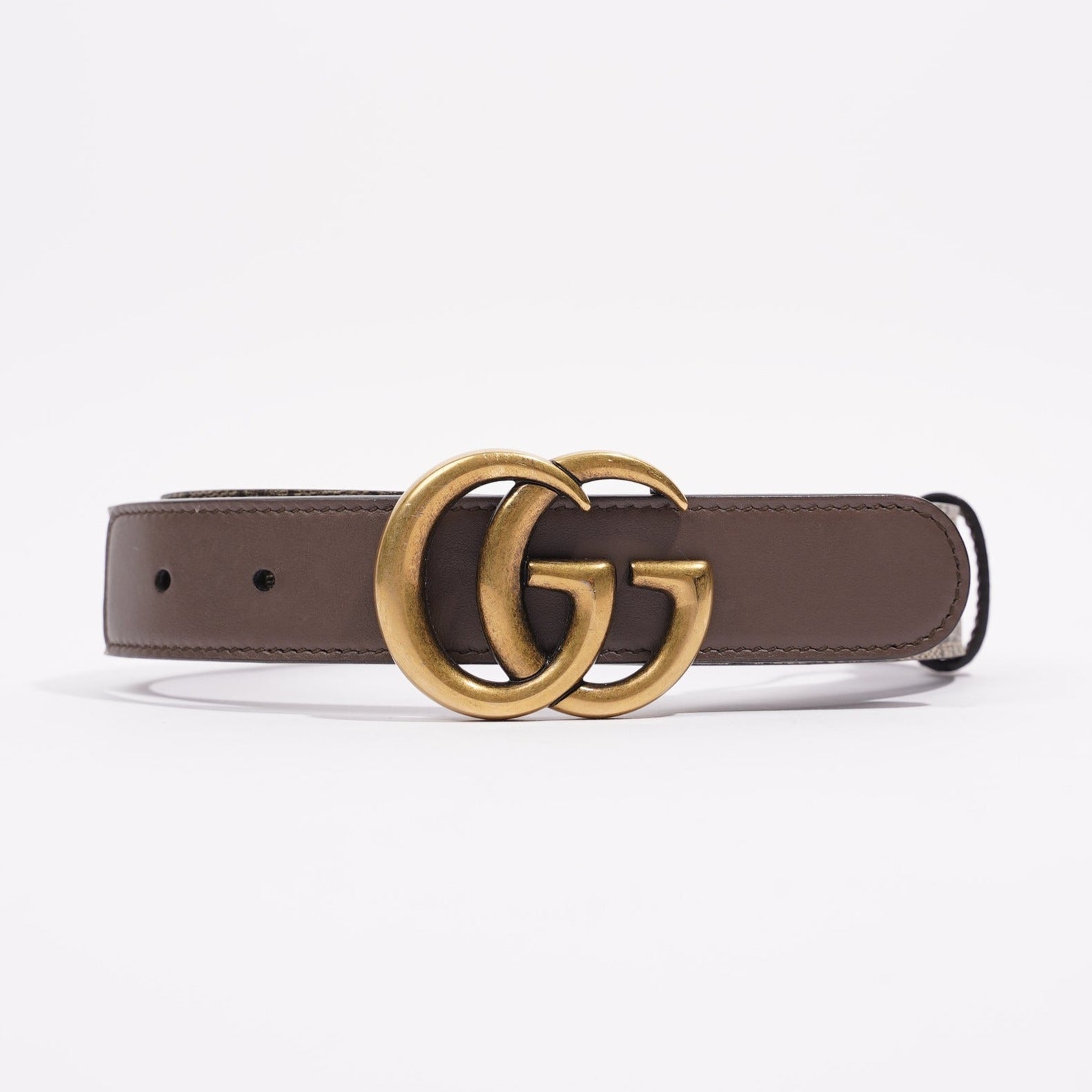 Gucci Womens GG with Double G Belt Supreme / Brown Leather / Canvas 90