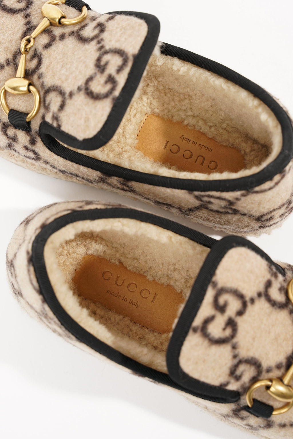 Gucci GG Wool Loafer Beige Black EU 34 / UK 1