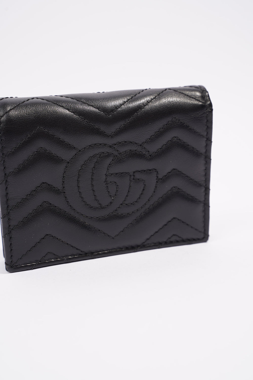 Gucci Womens Marmont GG Wallet Black Leather Small