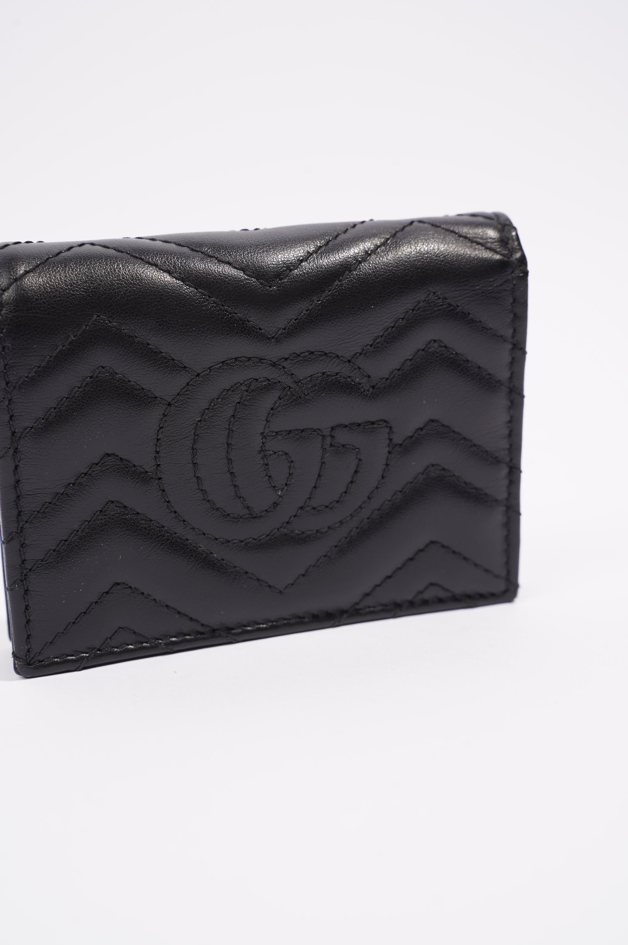 Gucci Womens Marmont GG Wallet Black Leather Small
