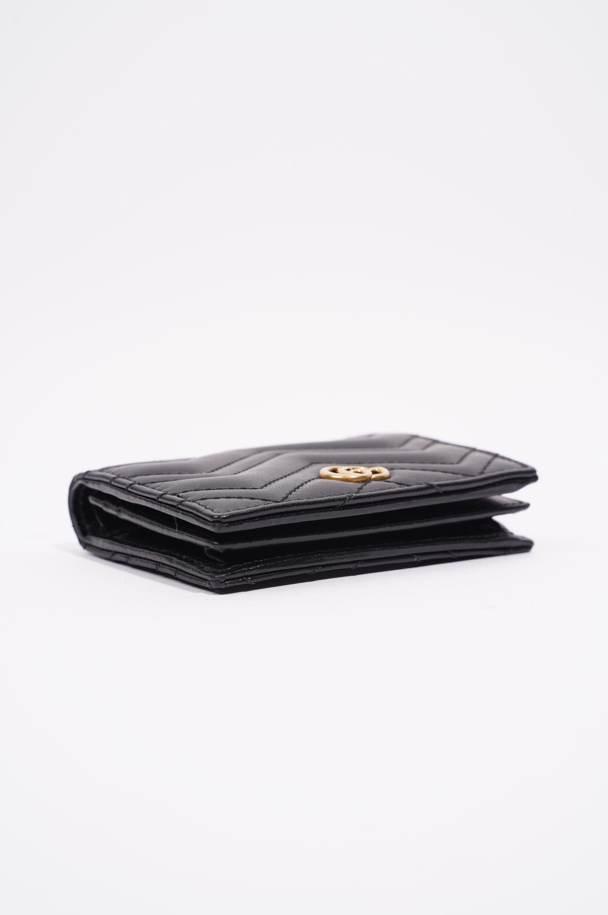 Gucci Womens Marmont GG Wallet Black Leather Small