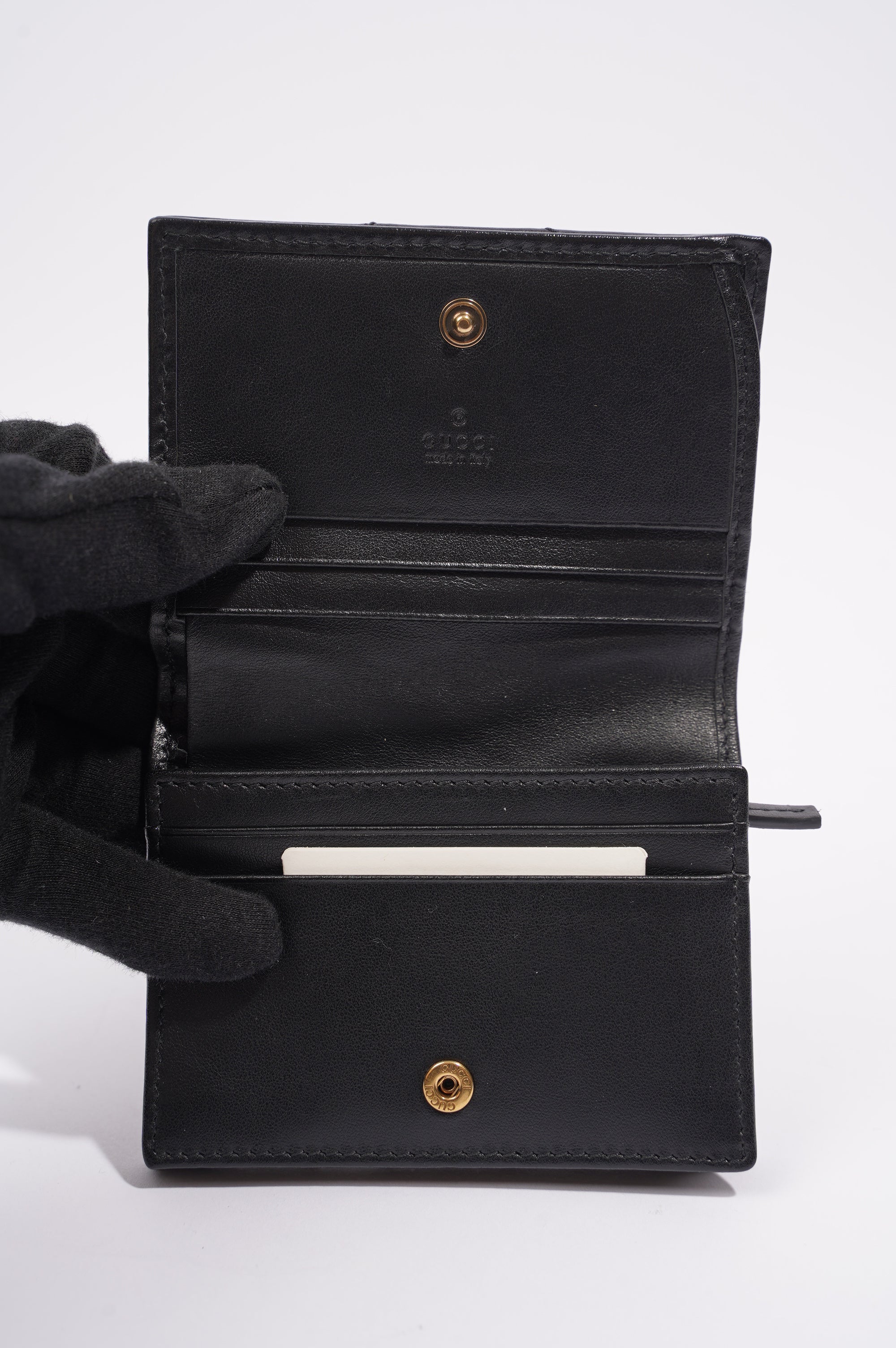 Gucci Womens Marmont GG Wallet Black Leather Small
