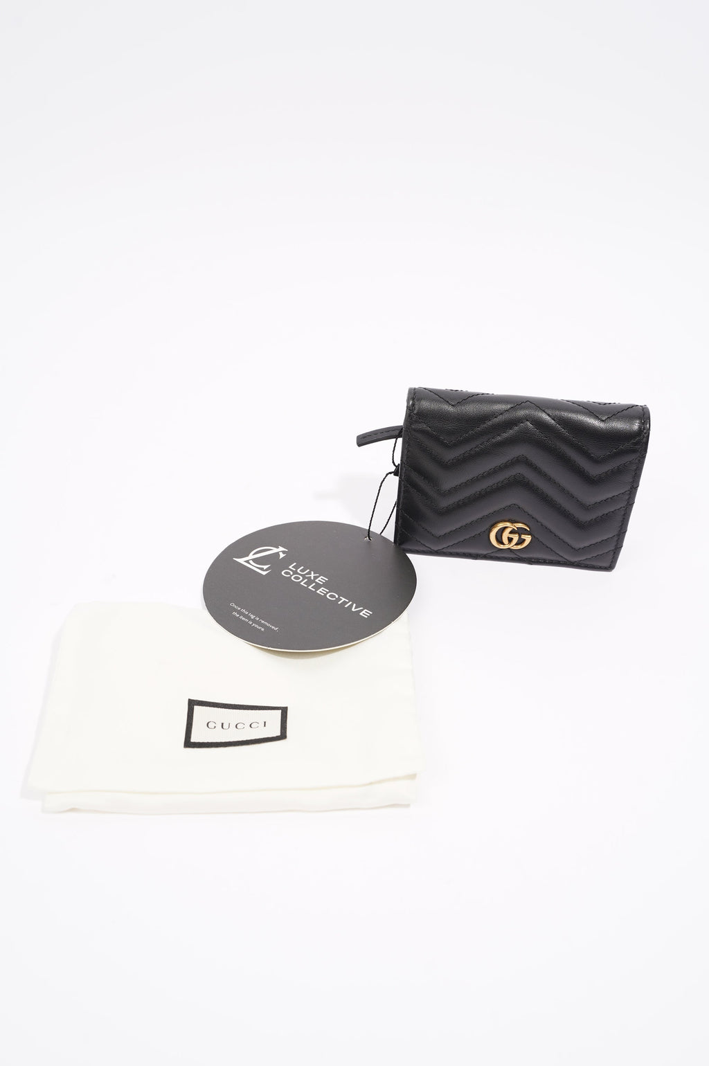 Gucci Womens Marmont GG Wallet Black Leather Small