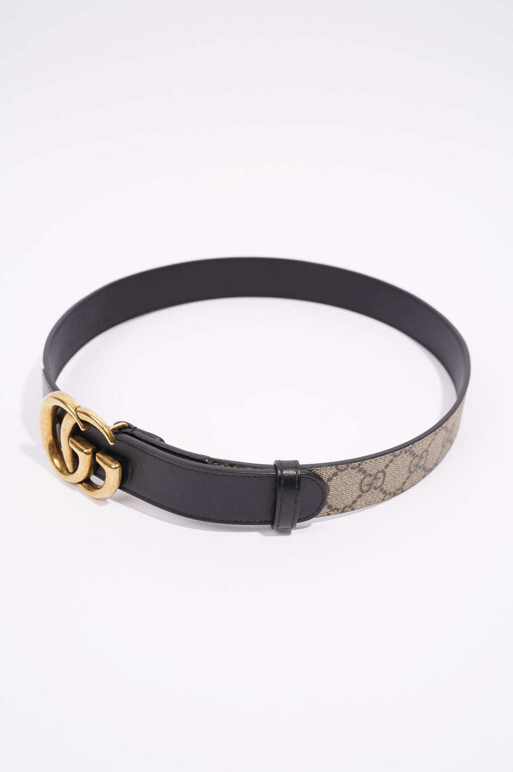 Gucci Womens GG with Double G Belt Black / Brown Canvas / Leather 75
