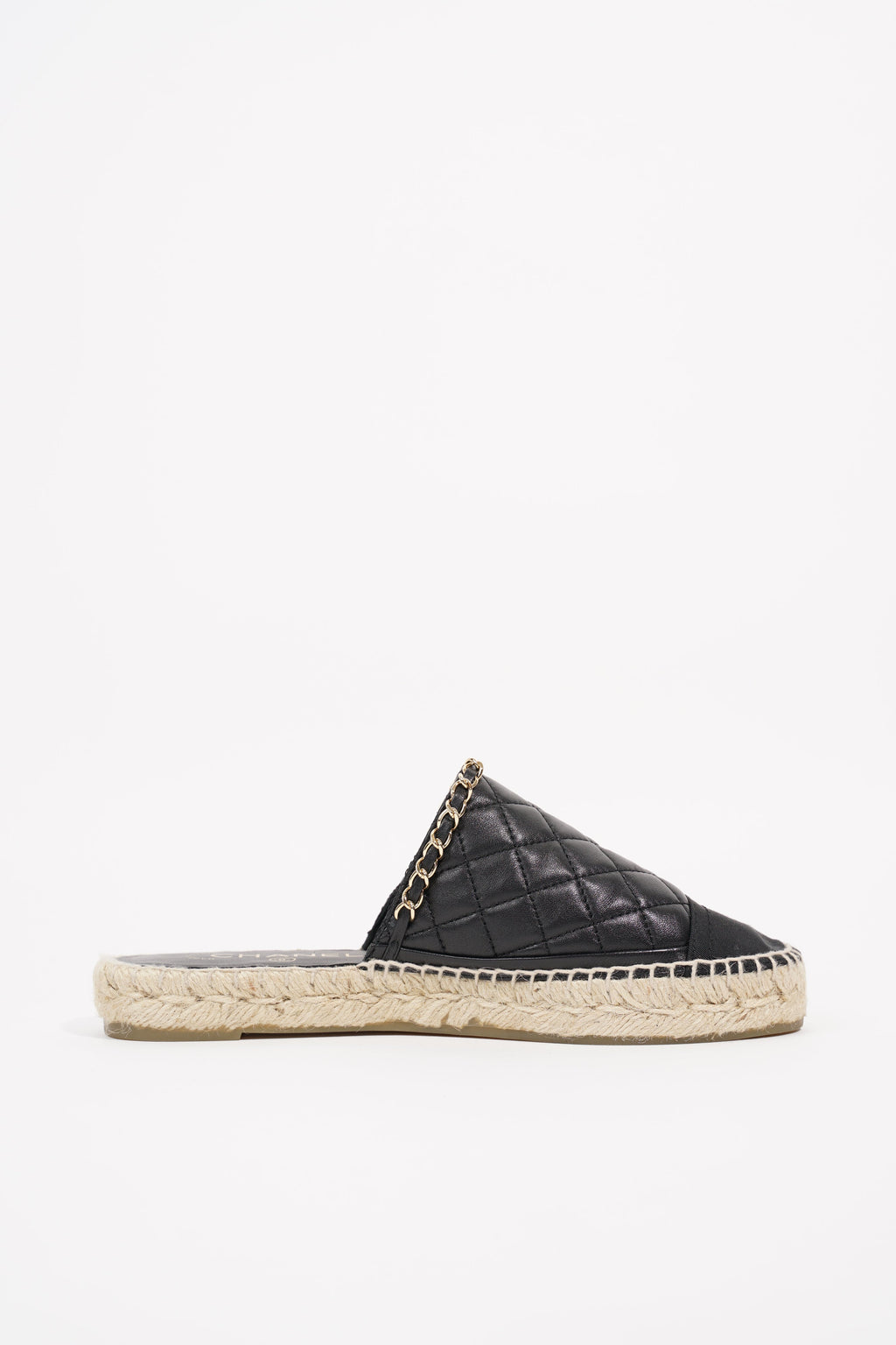 Chanel Womens Espadrille Sandal Black / Gold EU 38 / UK 5