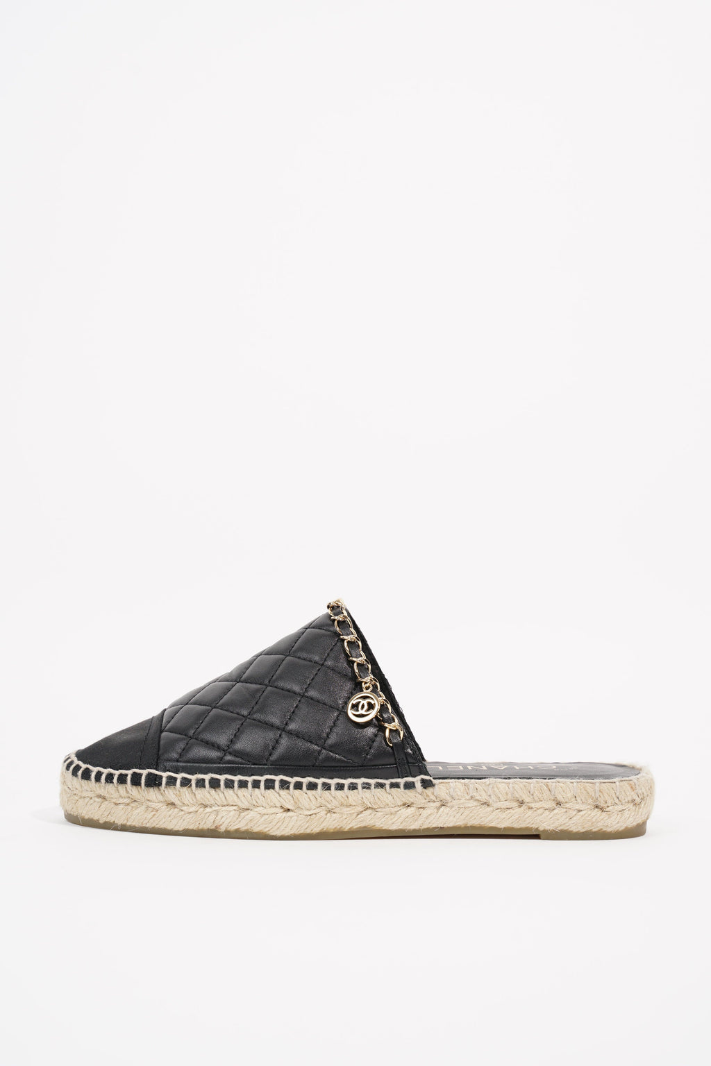 Chanel Womens Espadrille Sandal Black / Gold EU 38 / UK 5