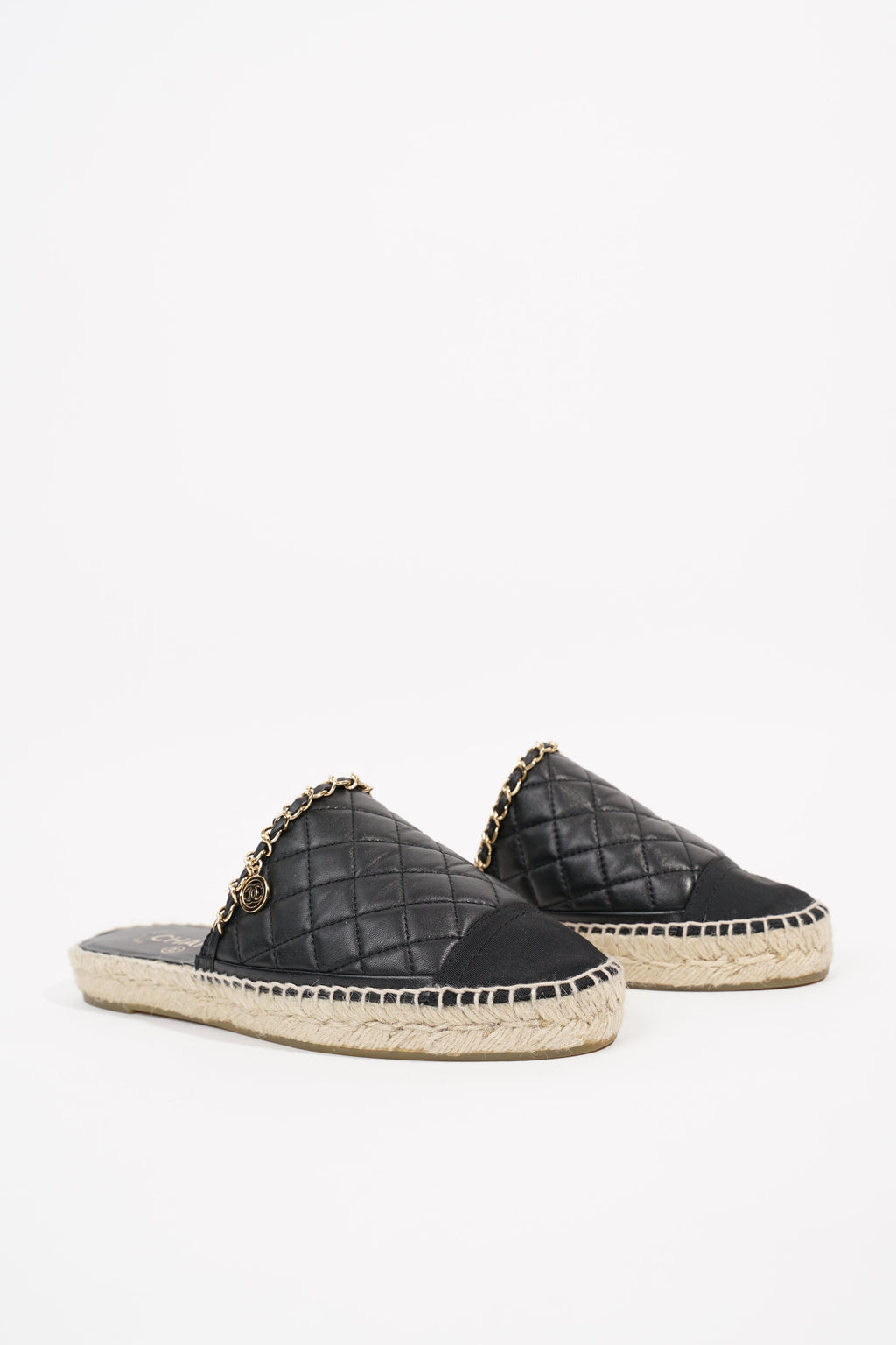 Chanel Womens Espadrille Sandal Black / Gold EU 38 / UK 5