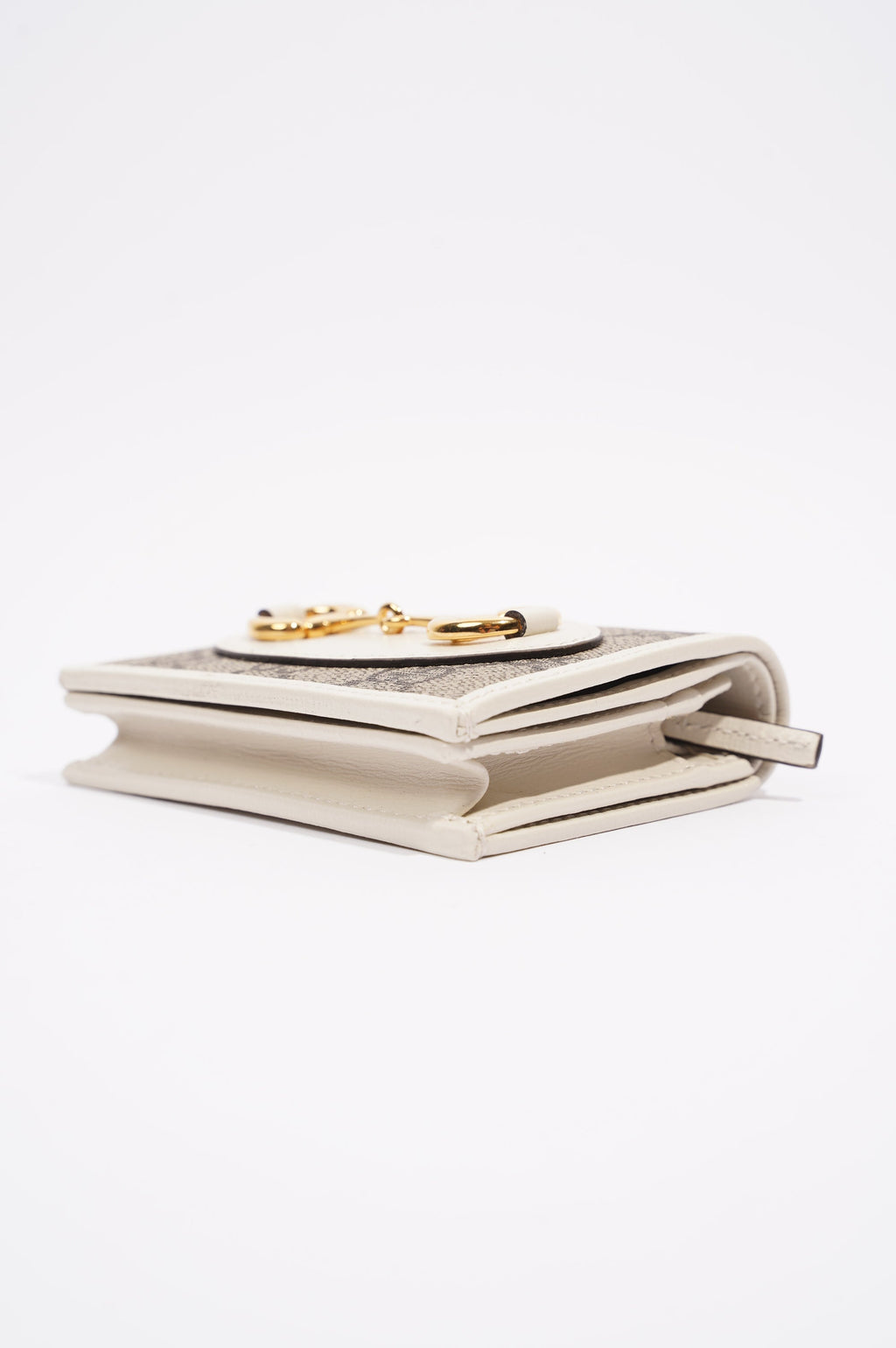 Gucci Womens Horsebit 1955 Wallet Cream / Brown Canvas / Leather Small