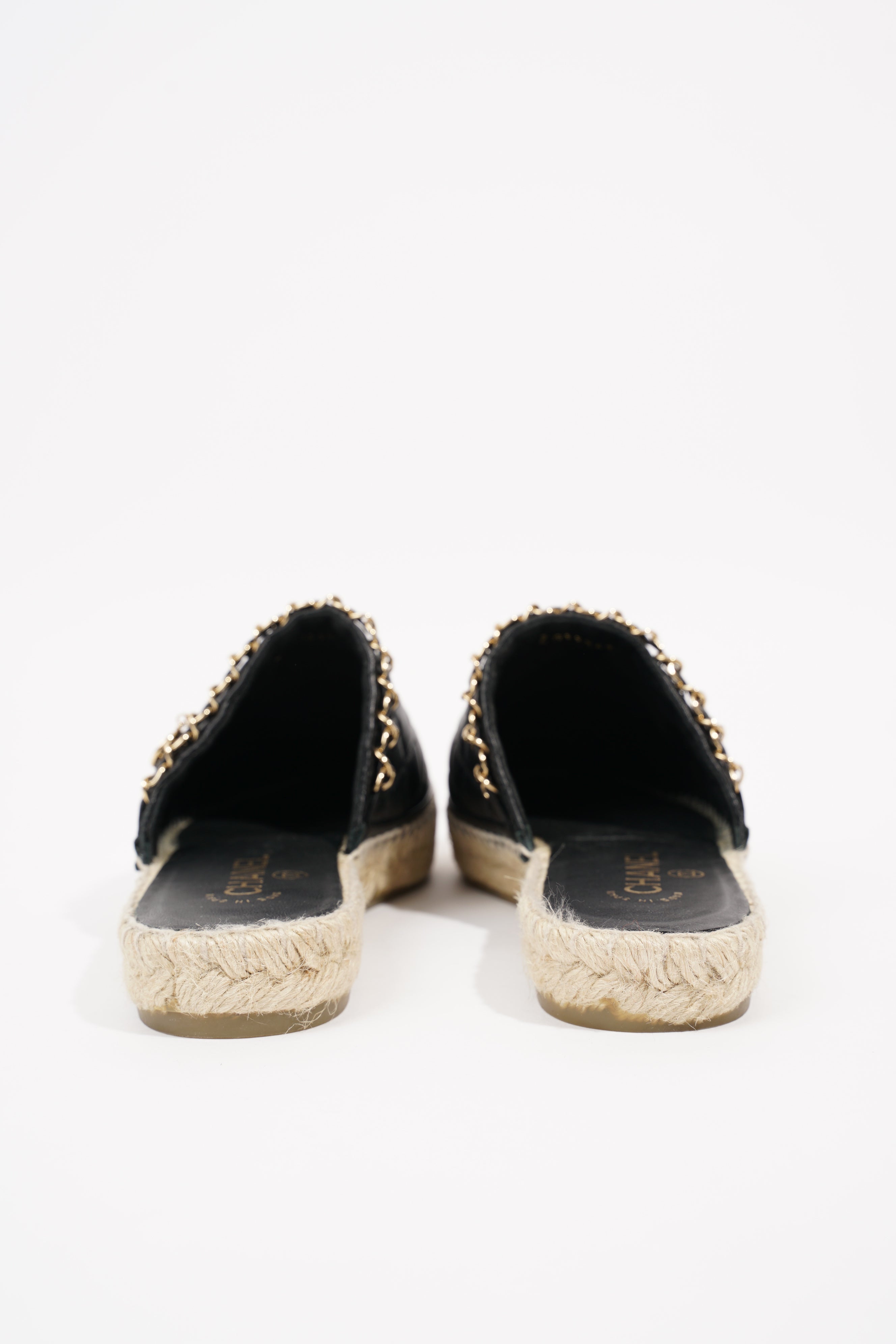 Chanel Womens Espadrille Sandal Black / Gold EU 38 / UK 5