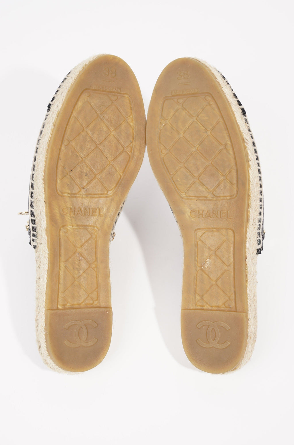Chanel Womens Espadrille Sandal Black / Gold EU 38 / UK 5
