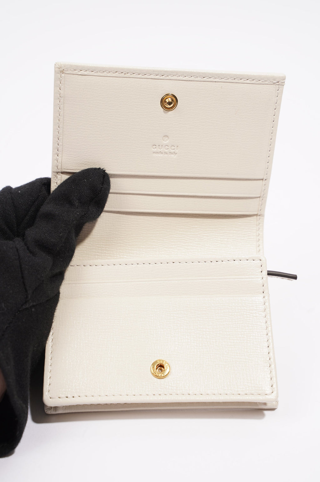 Gucci Womens Horsebit 1955 Wallet Cream / Brown Canvas / Leather Small