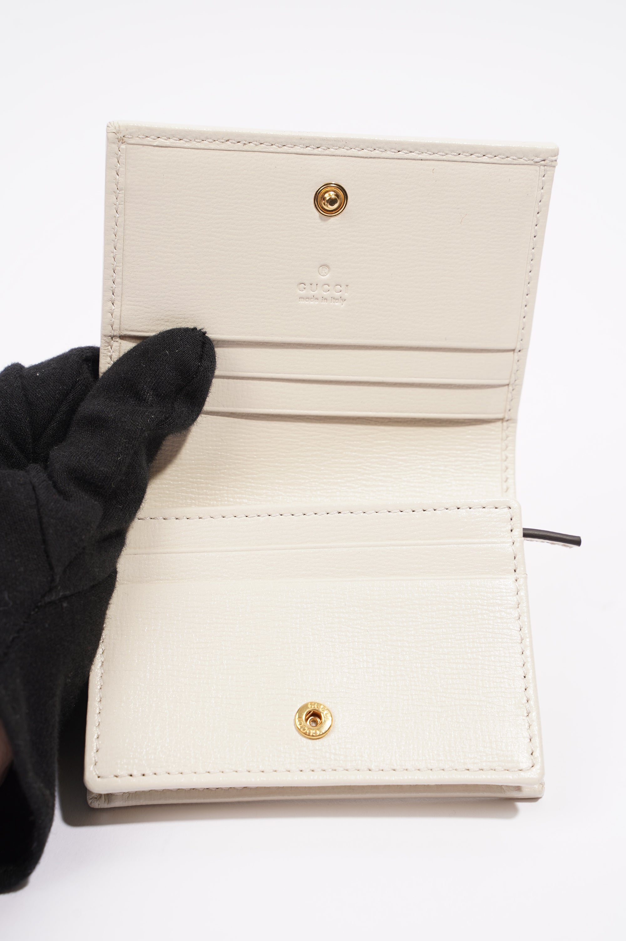 Gucci Womens Horsebit 1955 Wallet Cream / Brown Canvas / Leather Small