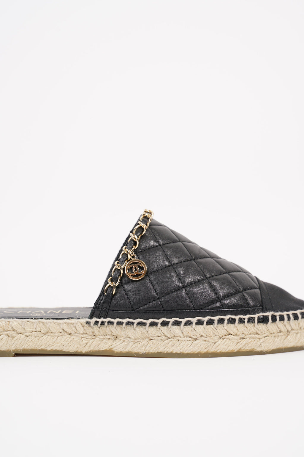 Chanel Womens Espadrille Sandal Black / Gold EU 38 / UK 5