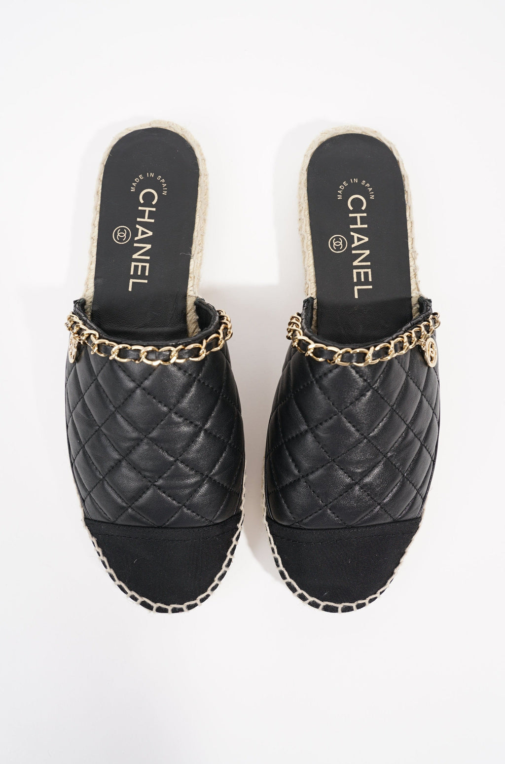 Chanel Womens Espadrille Sandal Black / Gold EU 38 / UK 5