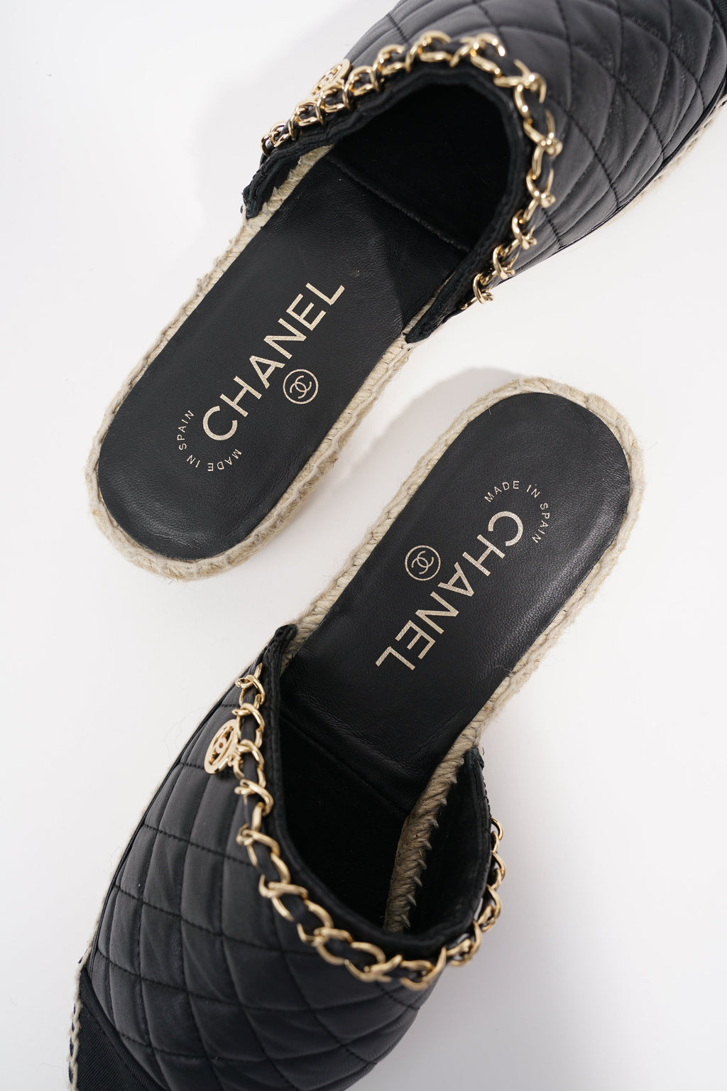 Chanel Womens Espadrille Sandal Black / Gold EU 38 / UK 5
