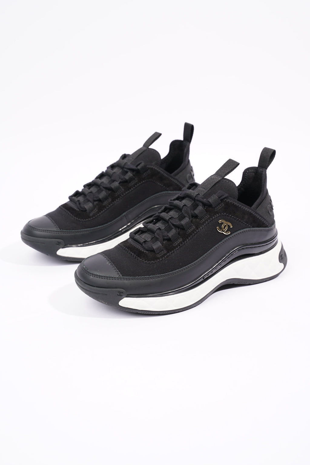Chanel Womens CC Logo Black / White EU 37 / UK 4
