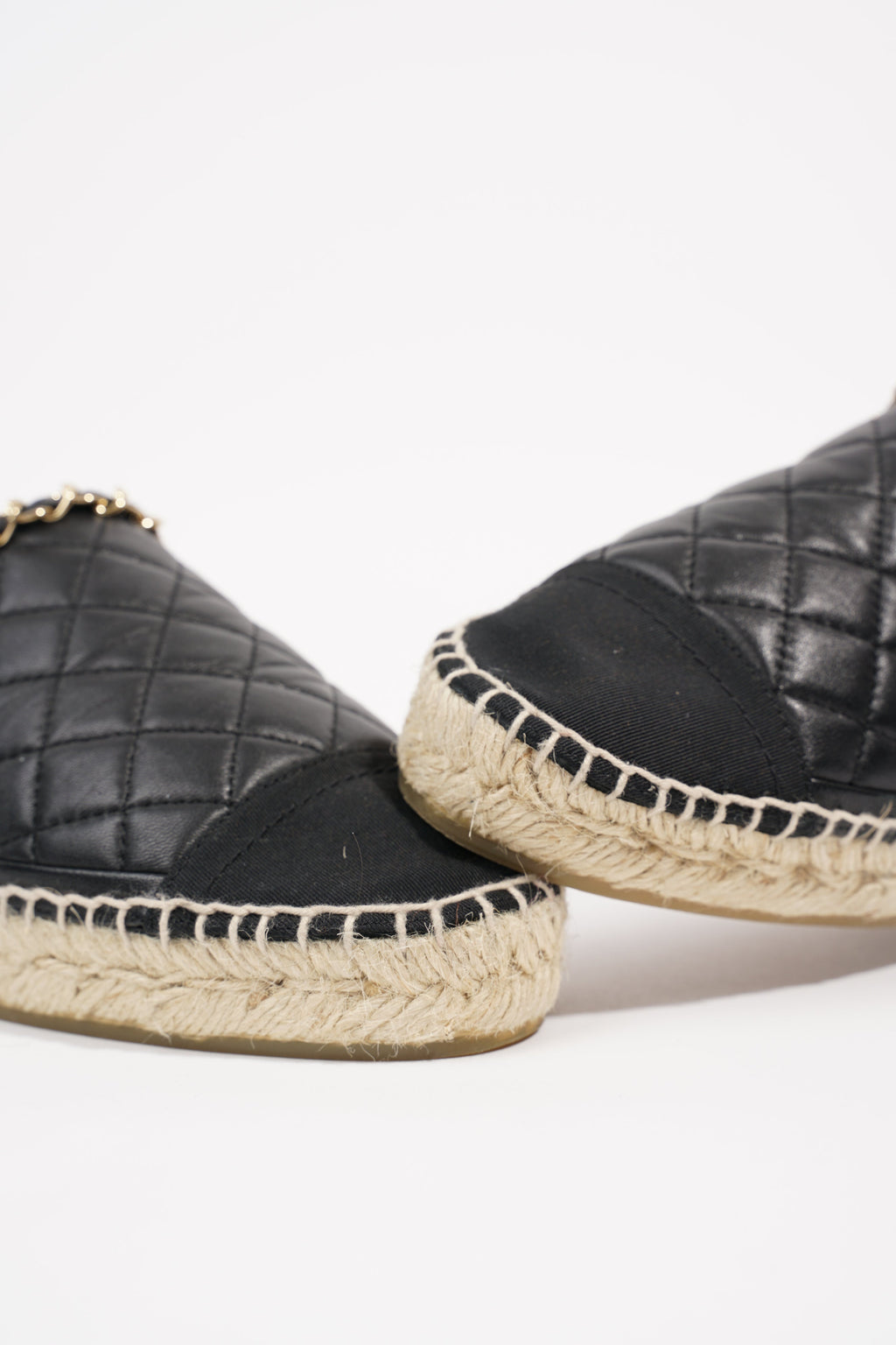 Chanel Womens Espadrille Sandal Black / Gold EU 38 / UK 5