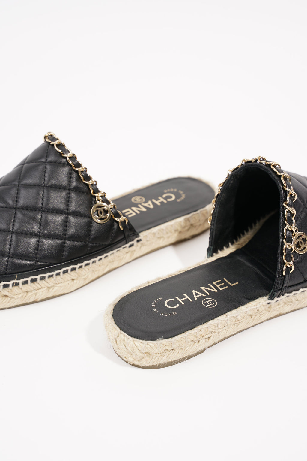 Chanel Womens Espadrille Sandal Black / Gold EU 38 / UK 5