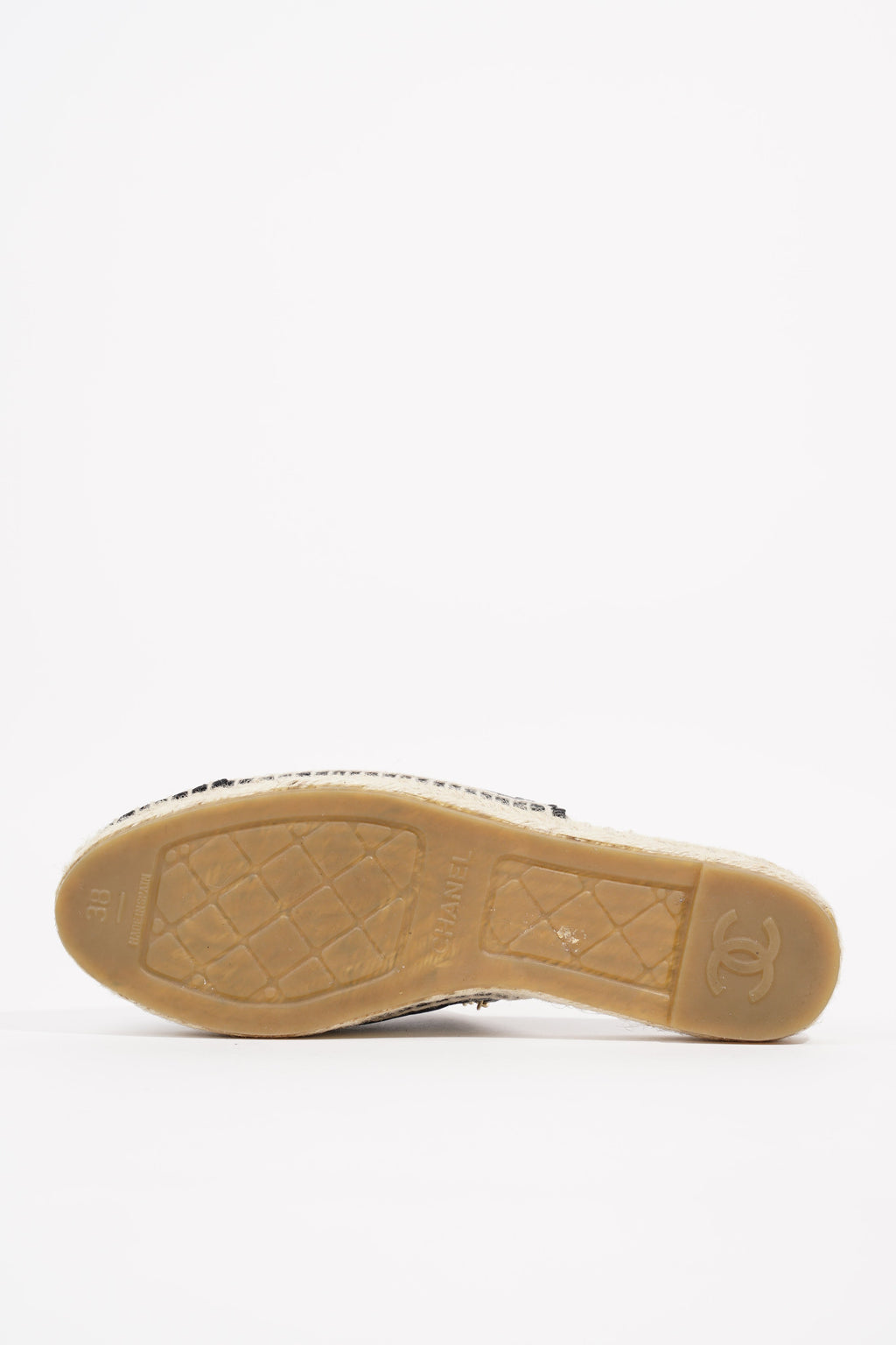 Chanel Womens Espadrille Sandal Black / Gold EU 38 / UK 5