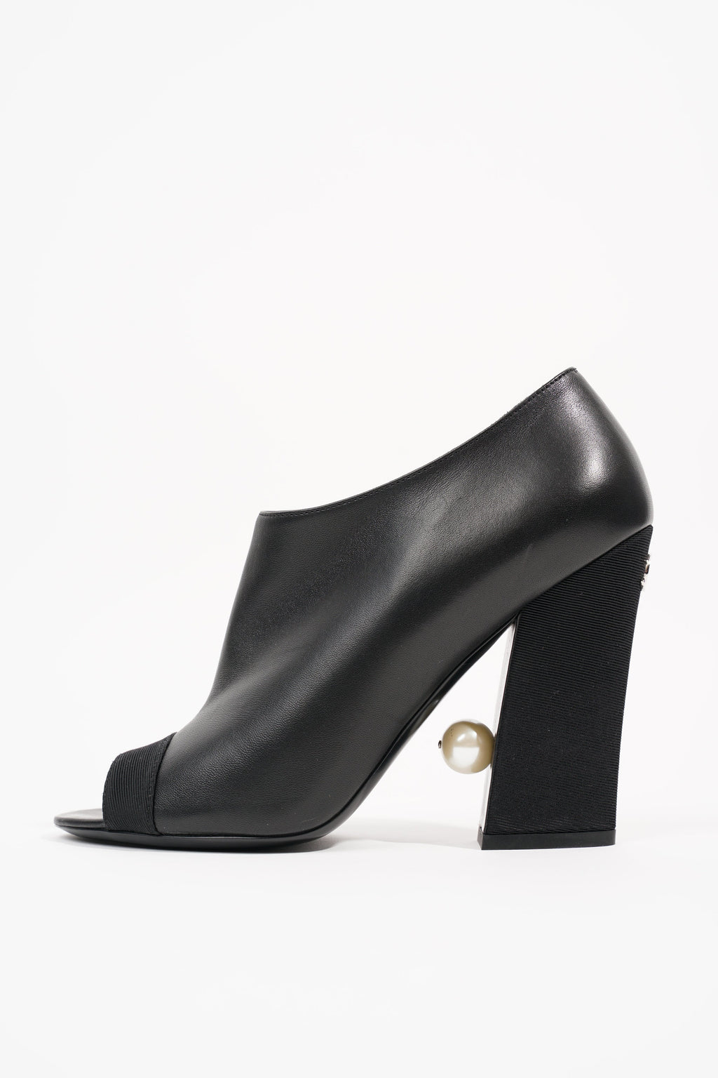 Chanel Womens Peep Toe Lambskin Boot Black EU 40 / UK 7