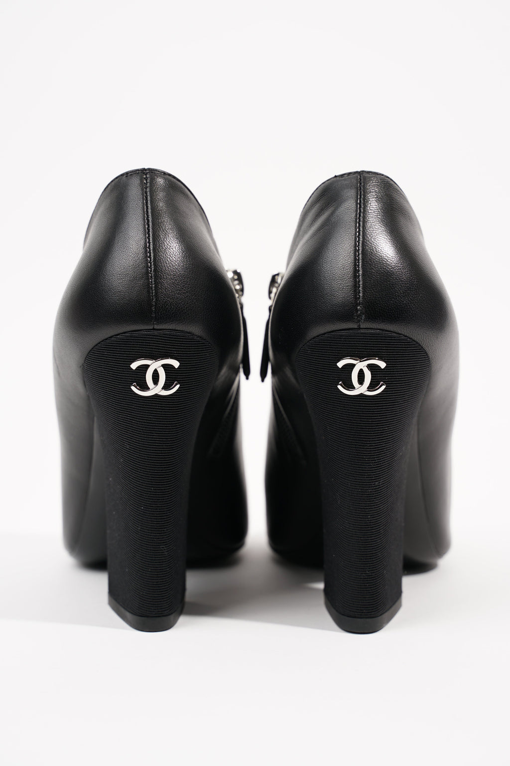 Chanel Womens Peep Toe Lambskin Boot Black EU 40 / UK 7