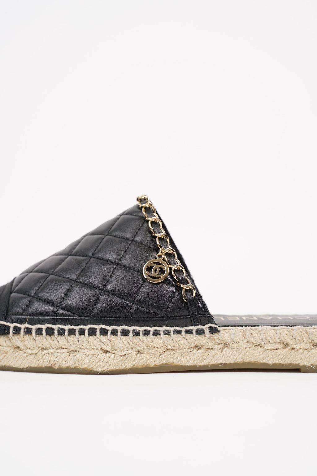 Chanel Womens Espadrille Sandal Black / Gold EU 38 / UK 5