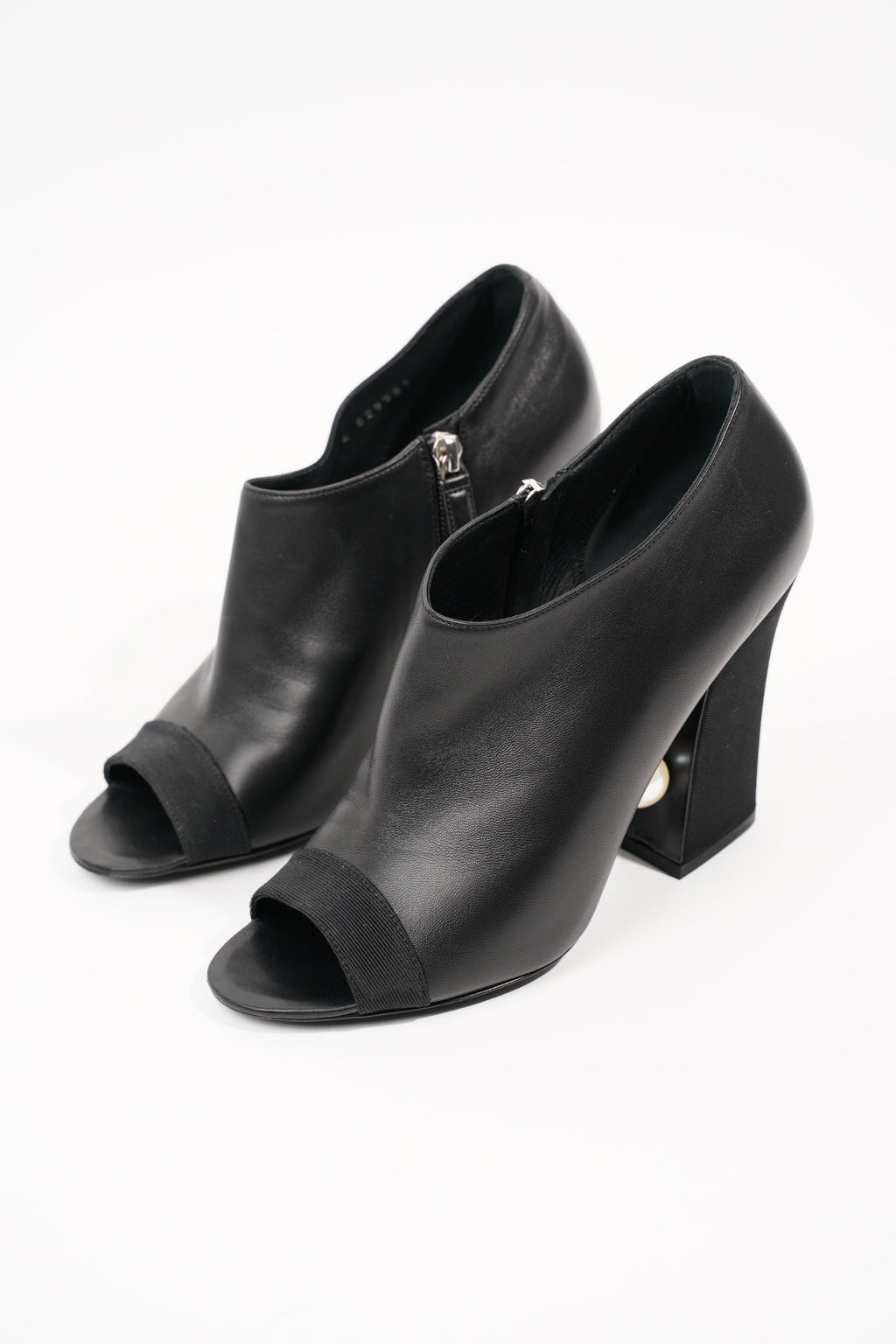 Chanel Womens Peep Toe Lambskin Boot Black EU 40 / UK 7