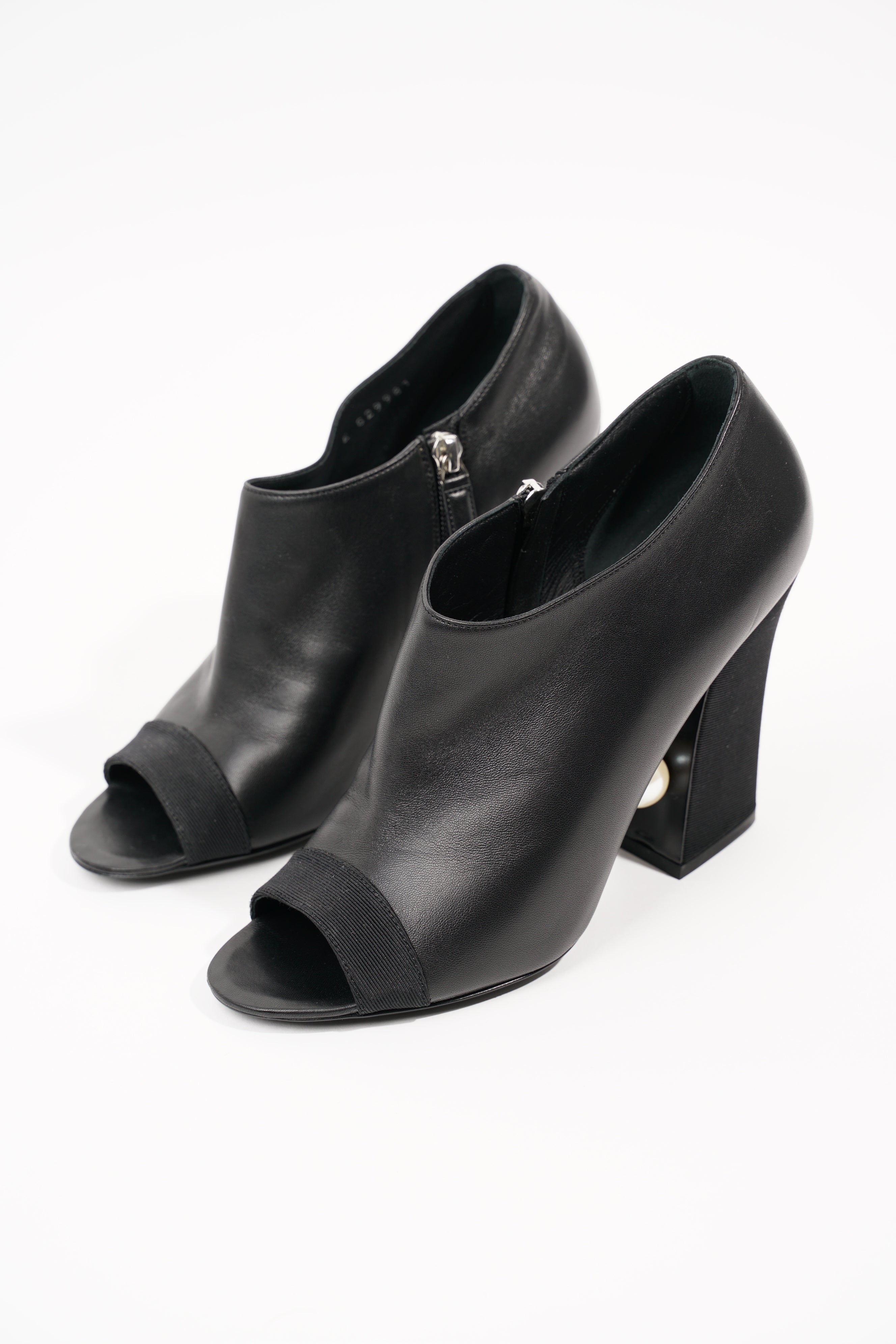 Chanel Womens Peep Toe Lambskin Boot Black EU 40 / UK 7