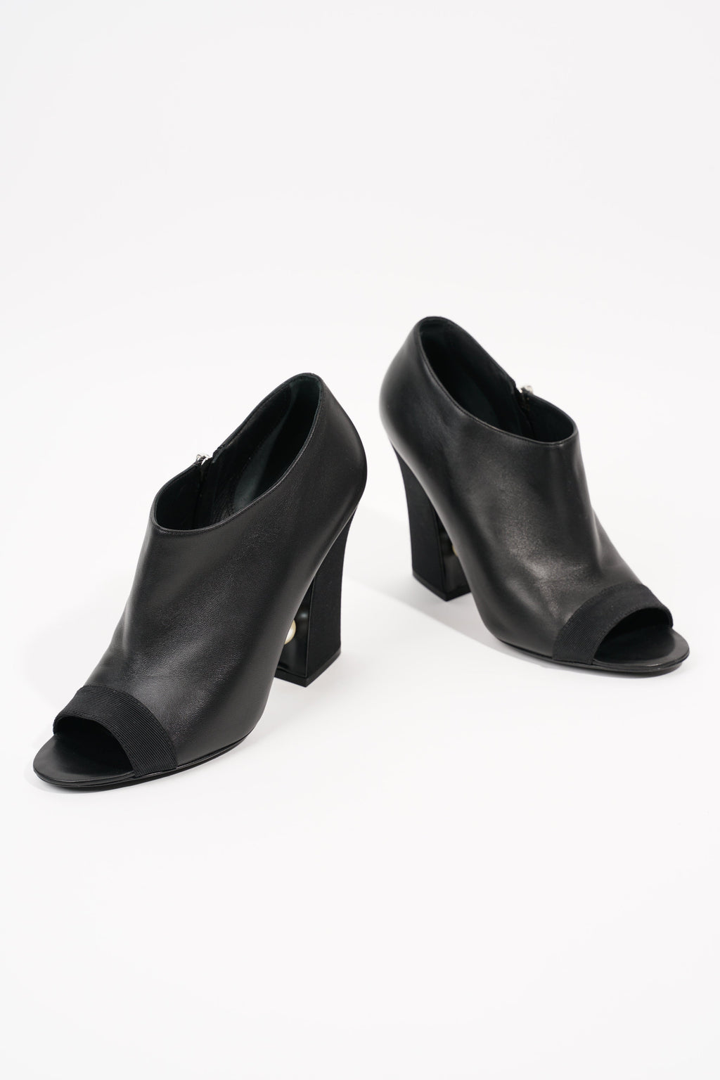 Chanel Womens Peep Toe Lambskin Boot Black EU 40 / UK 7