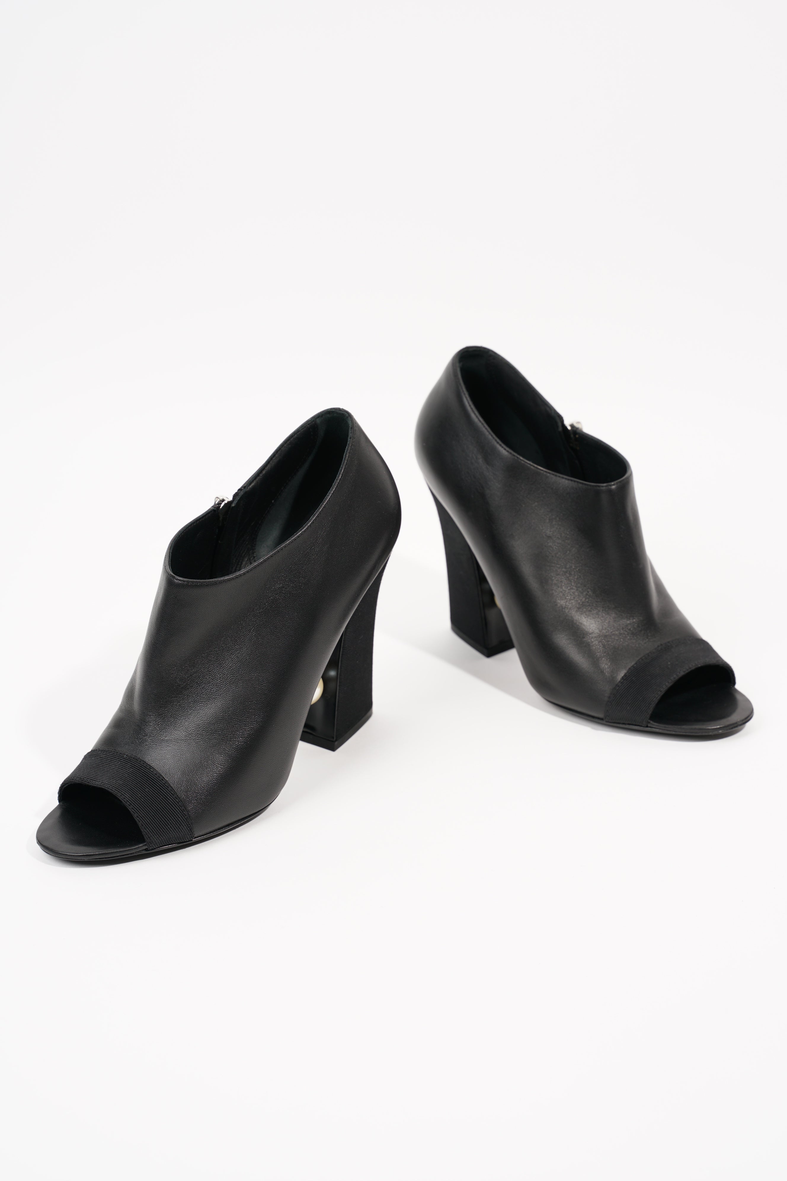 Chanel Womens Peep Toe Lambskin Boot Black EU 40 / UK 7