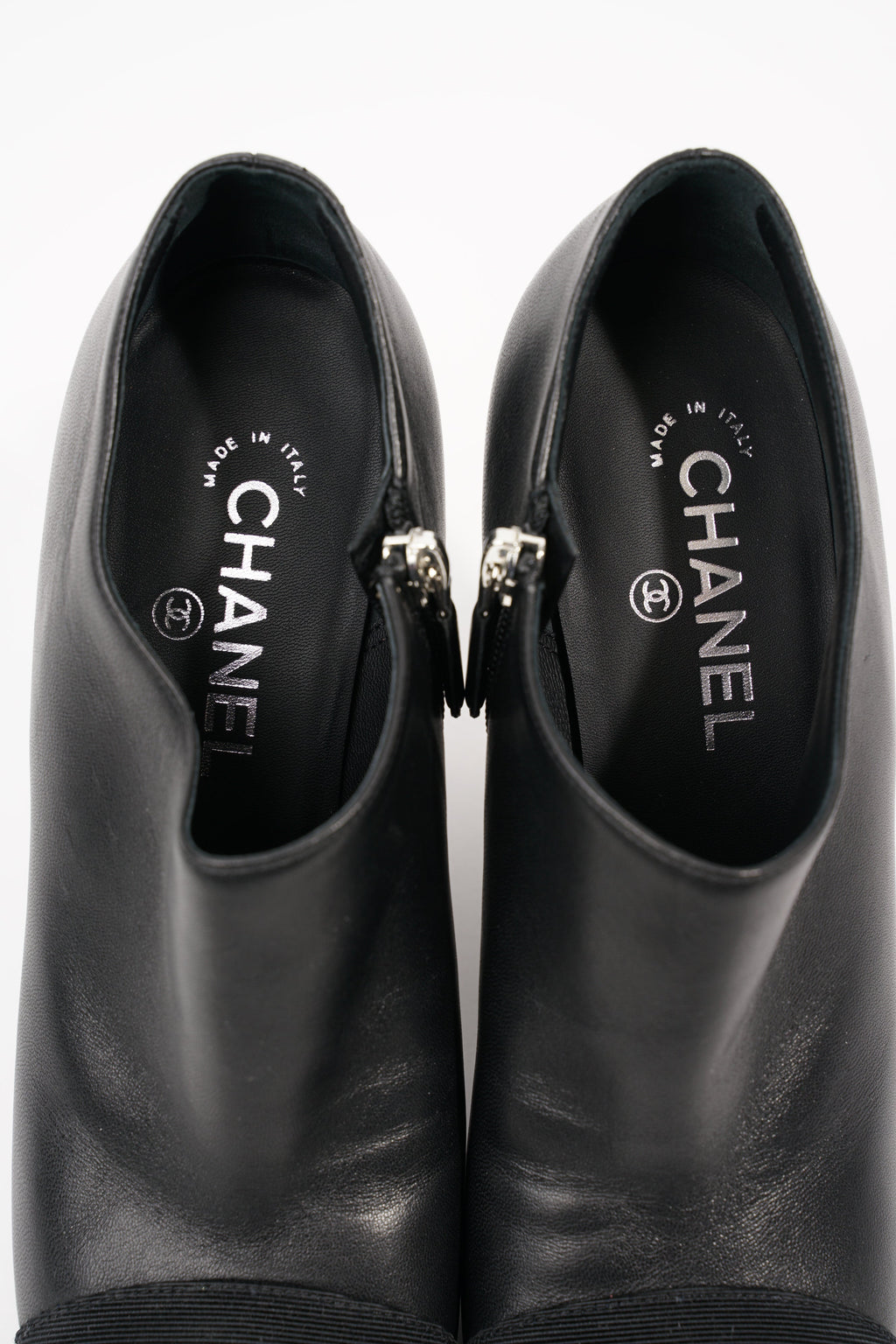 Chanel Womens Peep Toe Lambskin Boot Black EU 40 / UK 7