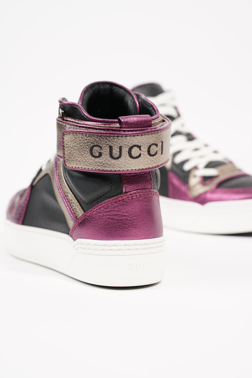 Gucci Womens High Top Sneaker Bronze / Purple EU 35.5 / UK 2.5