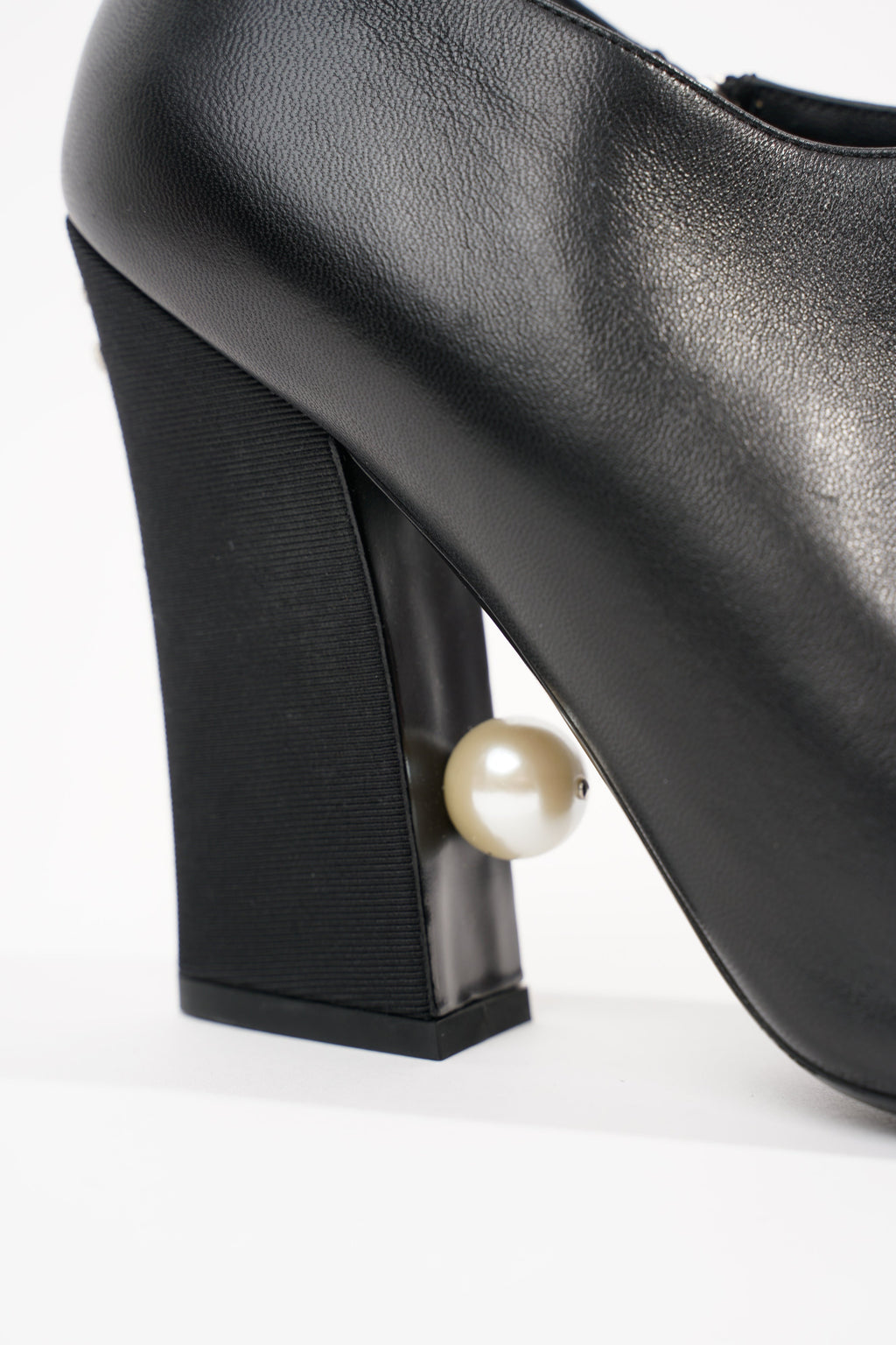 Chanel Womens Peep Toe Lambskin Boot Black EU 40 / UK 7