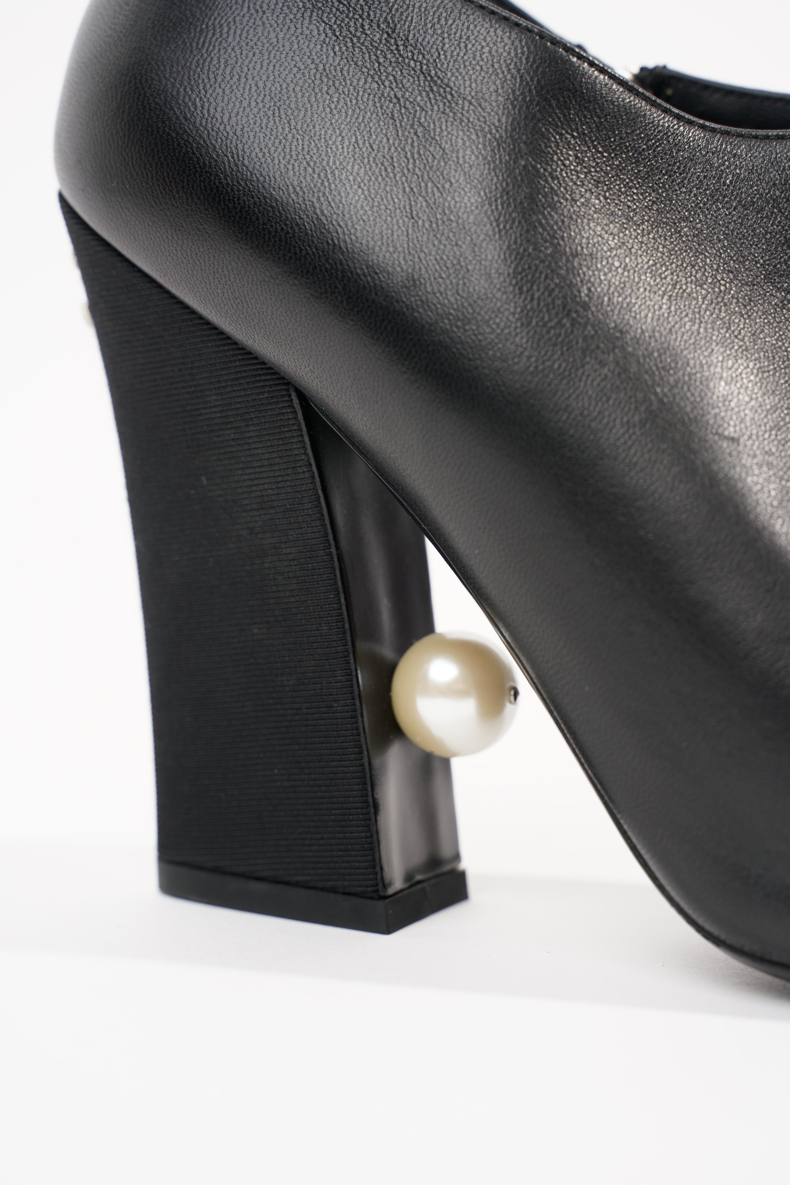 Chanel Womens Peep Toe Lambskin Boot Black EU 40 / UK 7