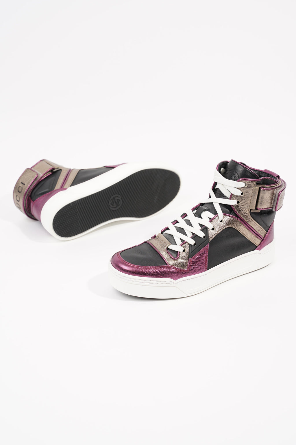 Gucci Womens High Top Sneaker Bronze / Purple EU 35.5 / UK 2.5