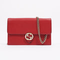 Gucci Womens Interlocking GG Chain Wallet Red