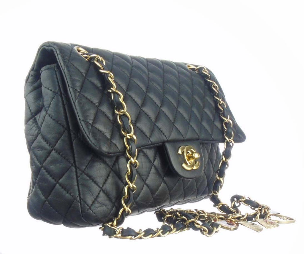 CHANEL classic black flap bag 'valentine charms'