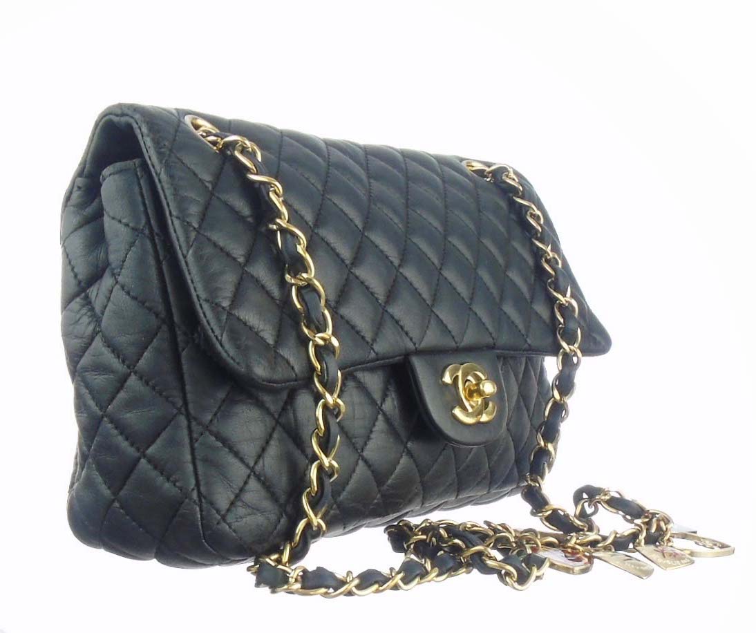 CHANEL classic black flap bag 'valentine charms'