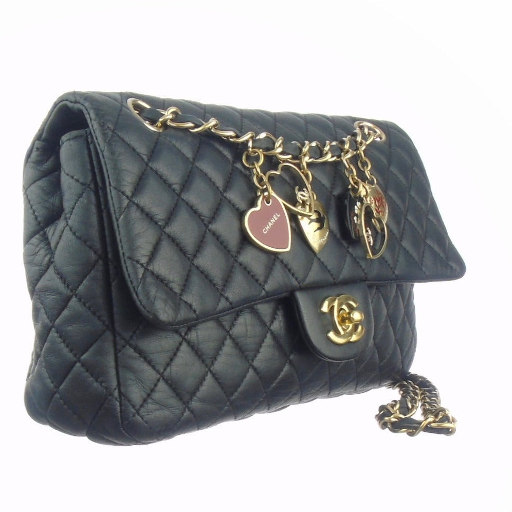 CHANEL classic black flap bag 'valentine charms'