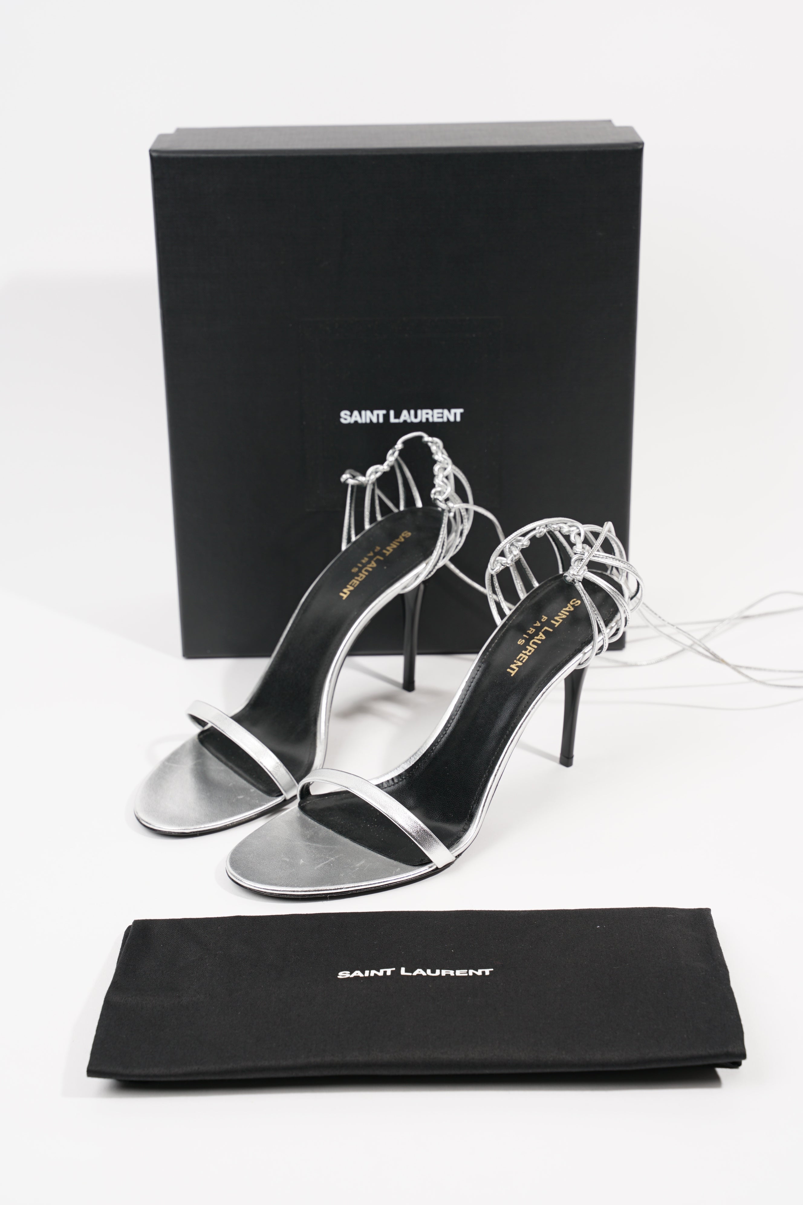 Saint Laurent Womens Lexi 90 Silver EU 40 / UK 7