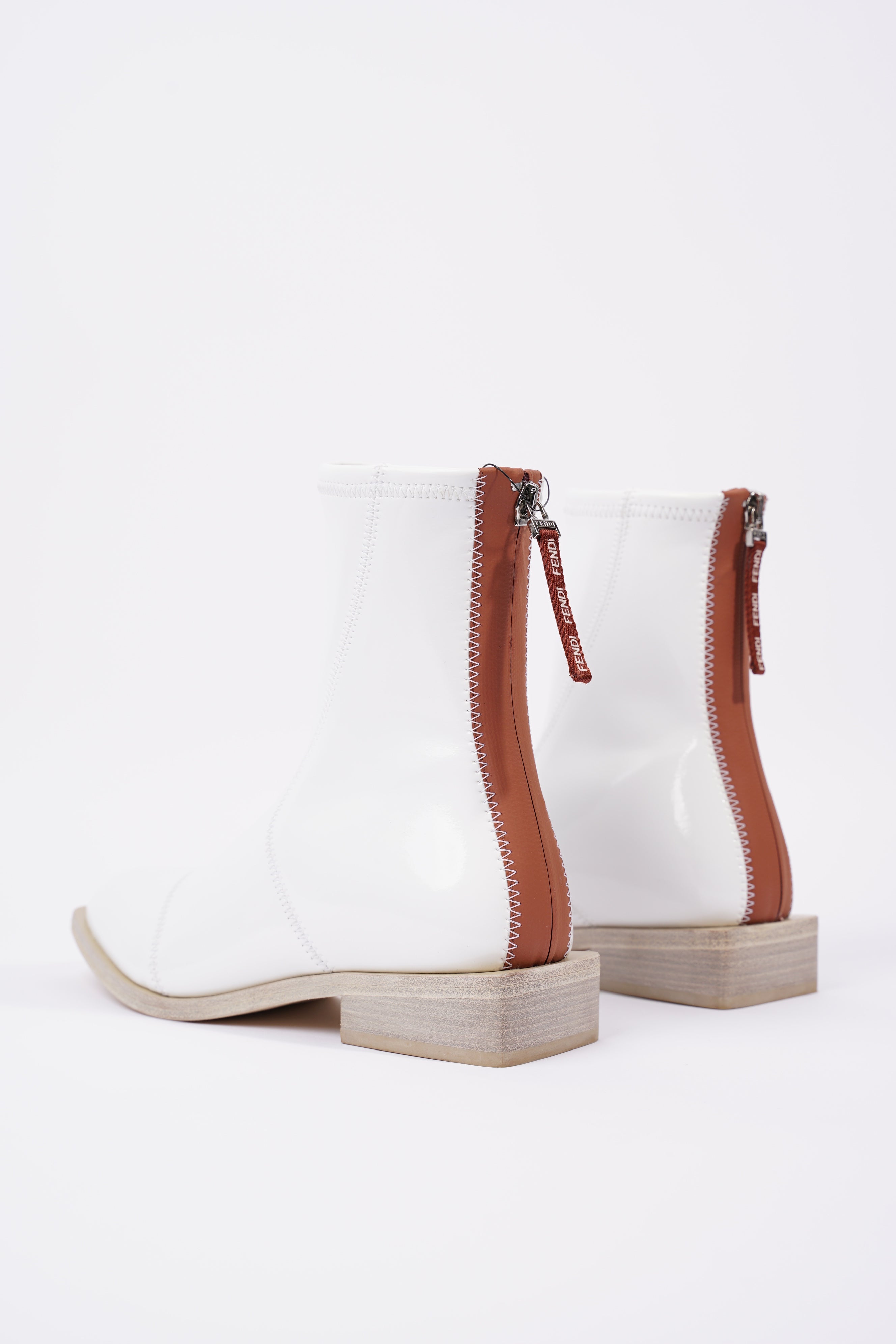 Fendi Womens Ankle Boot Patent White EU 38 / UK 5
