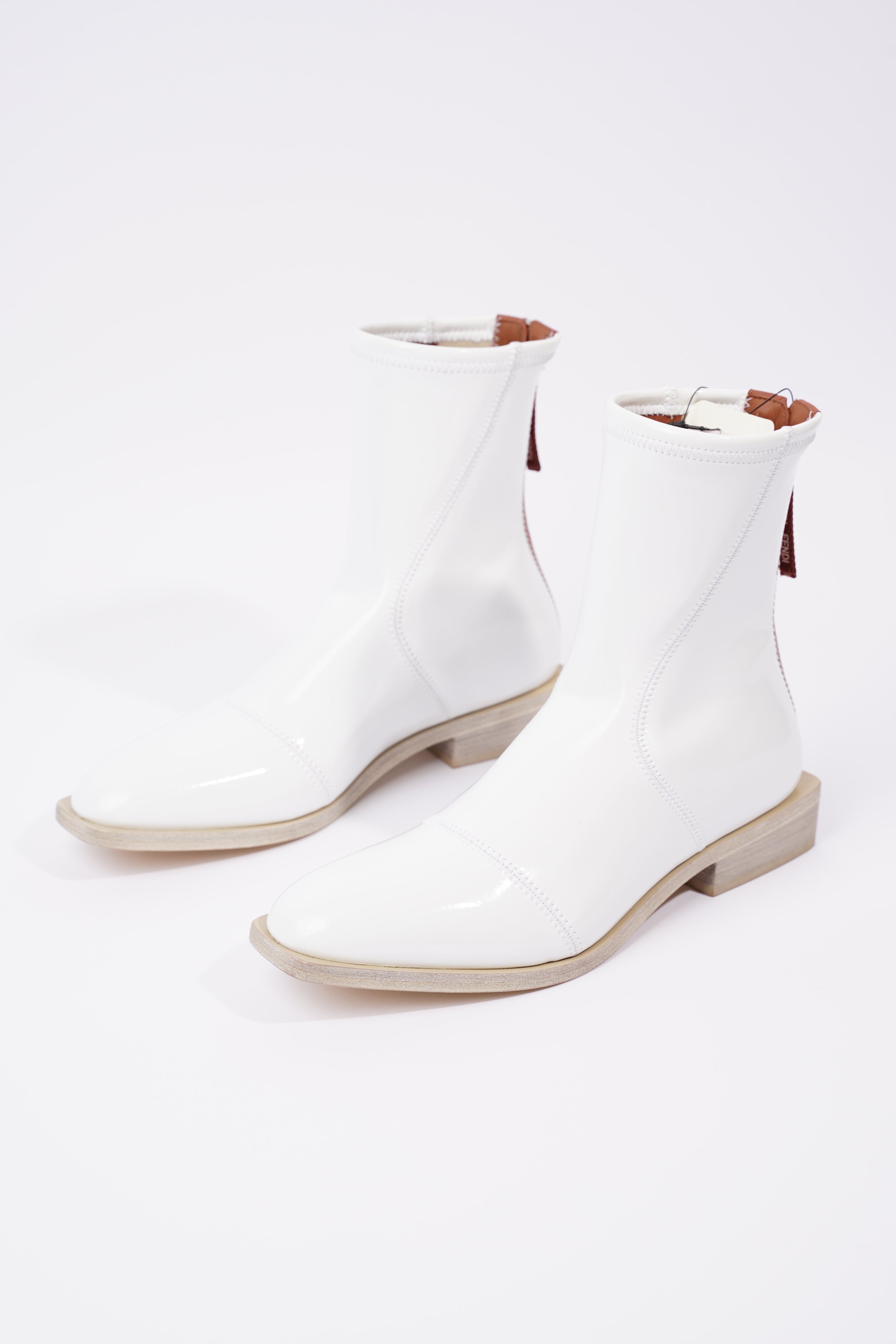 Fendi Womens Ankle Boot Patent White EU 38 / UK 5