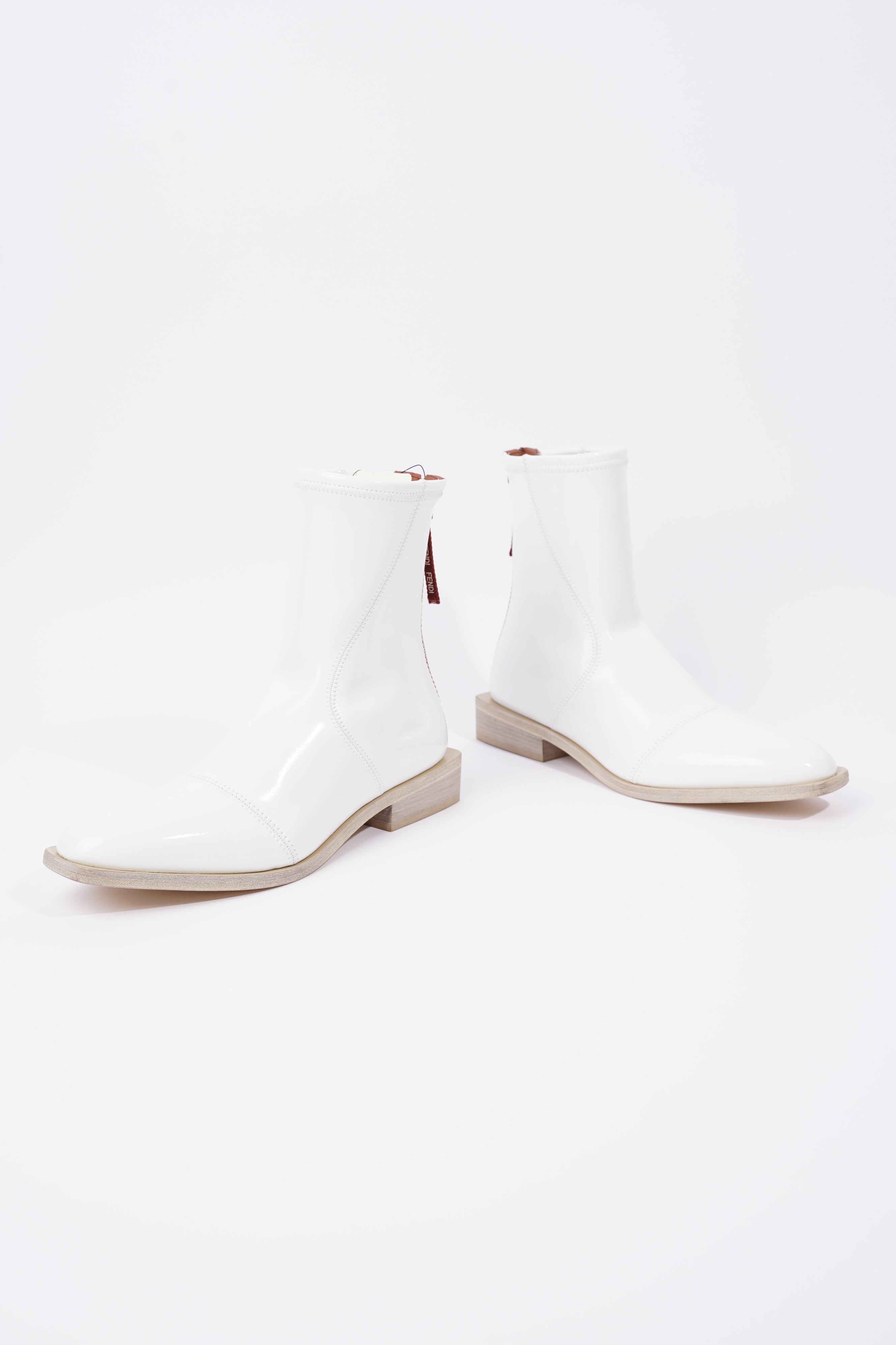 Fendi Womens Ankle Boot Patent White EU 38 / UK 5
