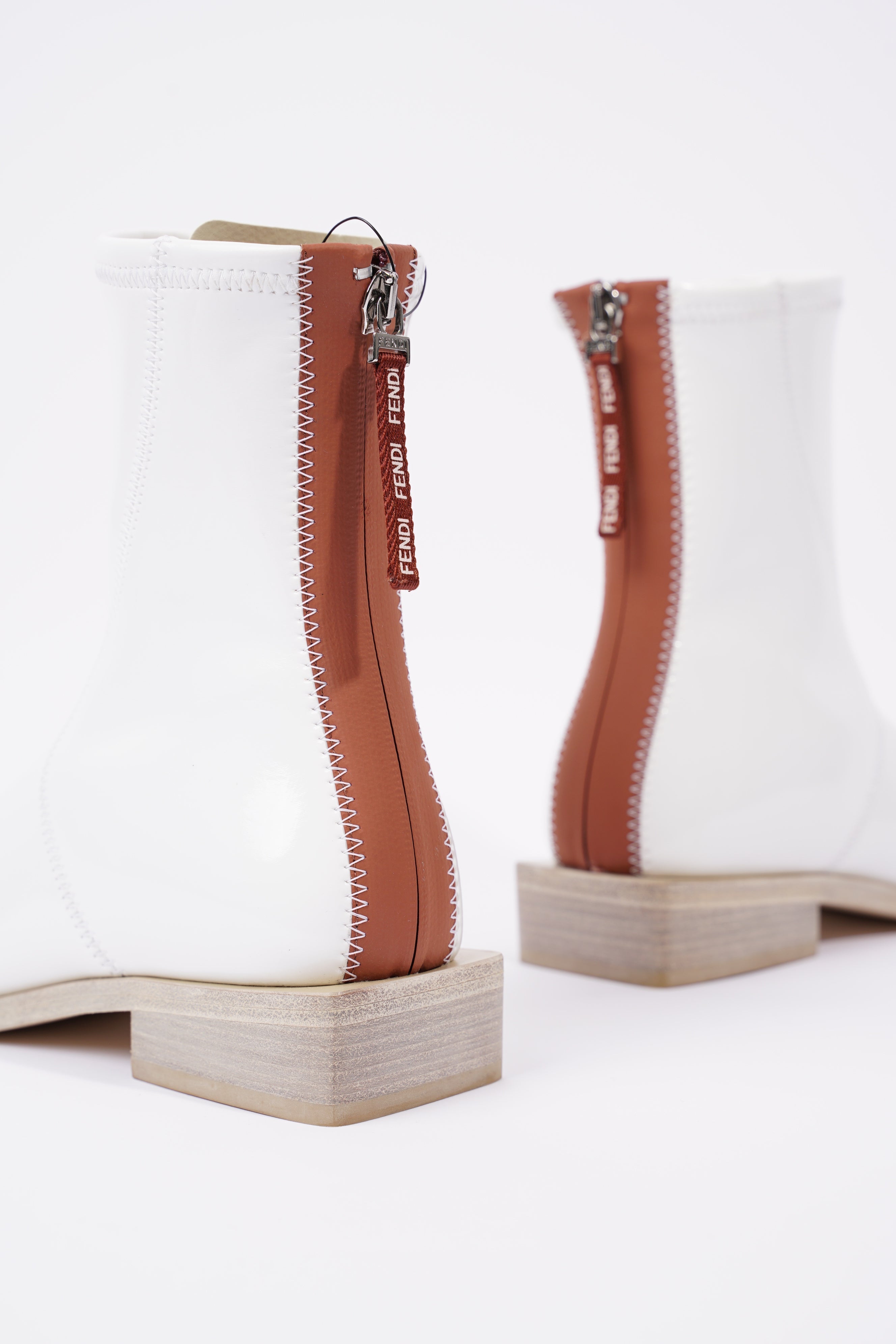 Fendi Womens Ankle Boot Patent White EU 38 / UK 5